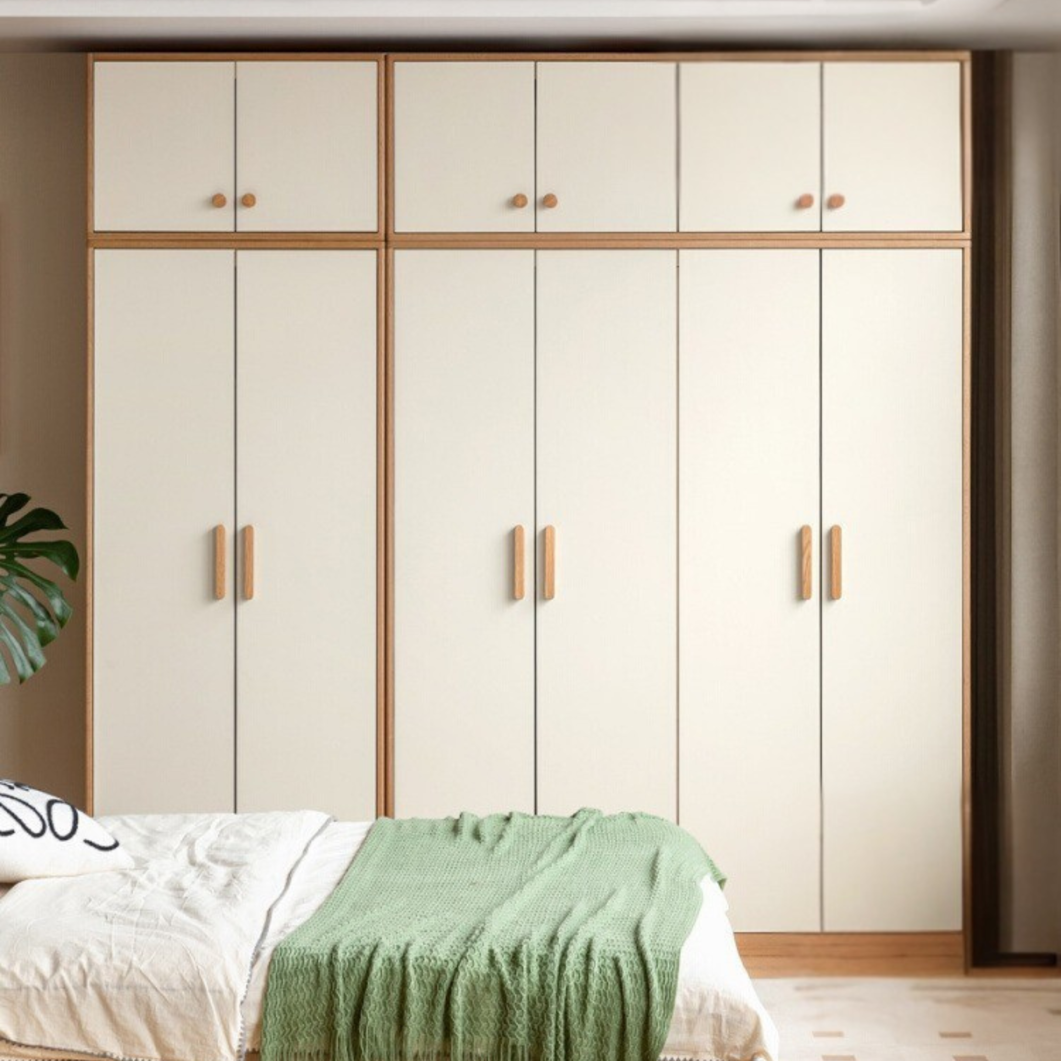 Solid Oak Wood Locker - Modern Wardrobe Closet for Bedroom, Office & Entryway Storage | Durable Wooden Cabinet with Hanging Rod & Shelves