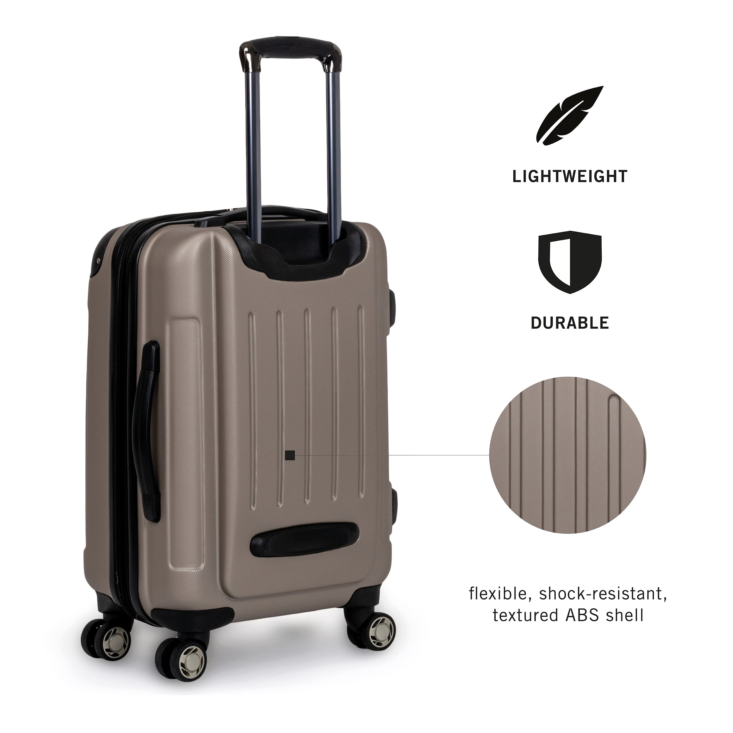 Kenneth Cole REACTION Renegade 28-Inch Expandable Hardside Luggage with 8 Spinner Wheels - Lightweight Checked Suitcase in Champagne | Perfect for International Travel & Business Trips