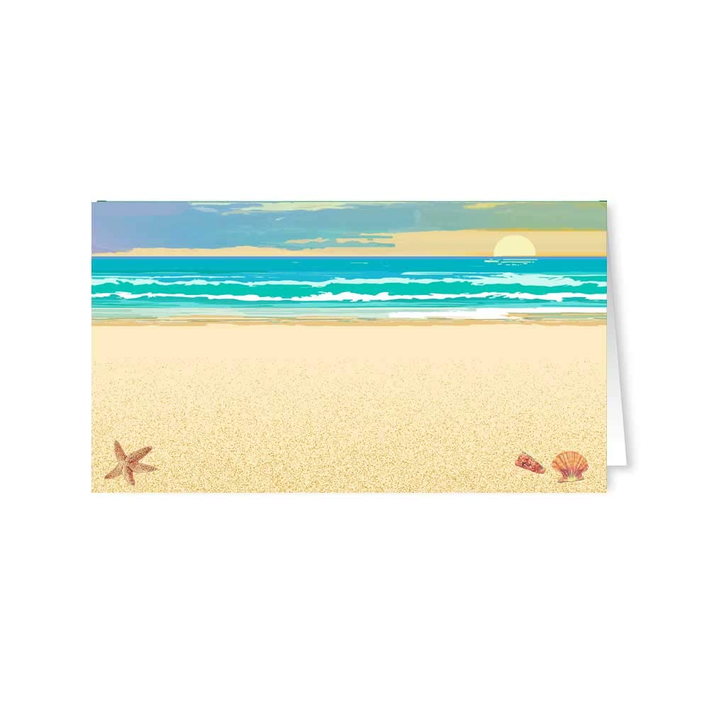 Stonehouse Collection Beach Name Place Cards - 25 Guest Seating Name Cards for Weddings & Parties - Tropical Table Tents - Perfect for Beach Themed Events, Bridal Showers & Outdoor Gatherings