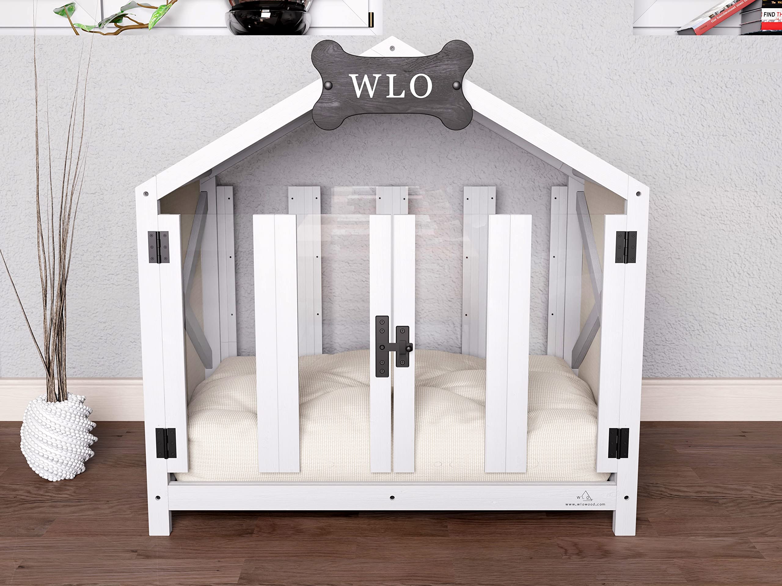 Premium Solid Spruce Wood Dog House with Gabled Roof - Elevated Pet Kennel, Dog Crate & Bed - Durable Outdoor Dog Shelter for Large & Small Dogs - Perfect for Backyard, Patio & Garden Use