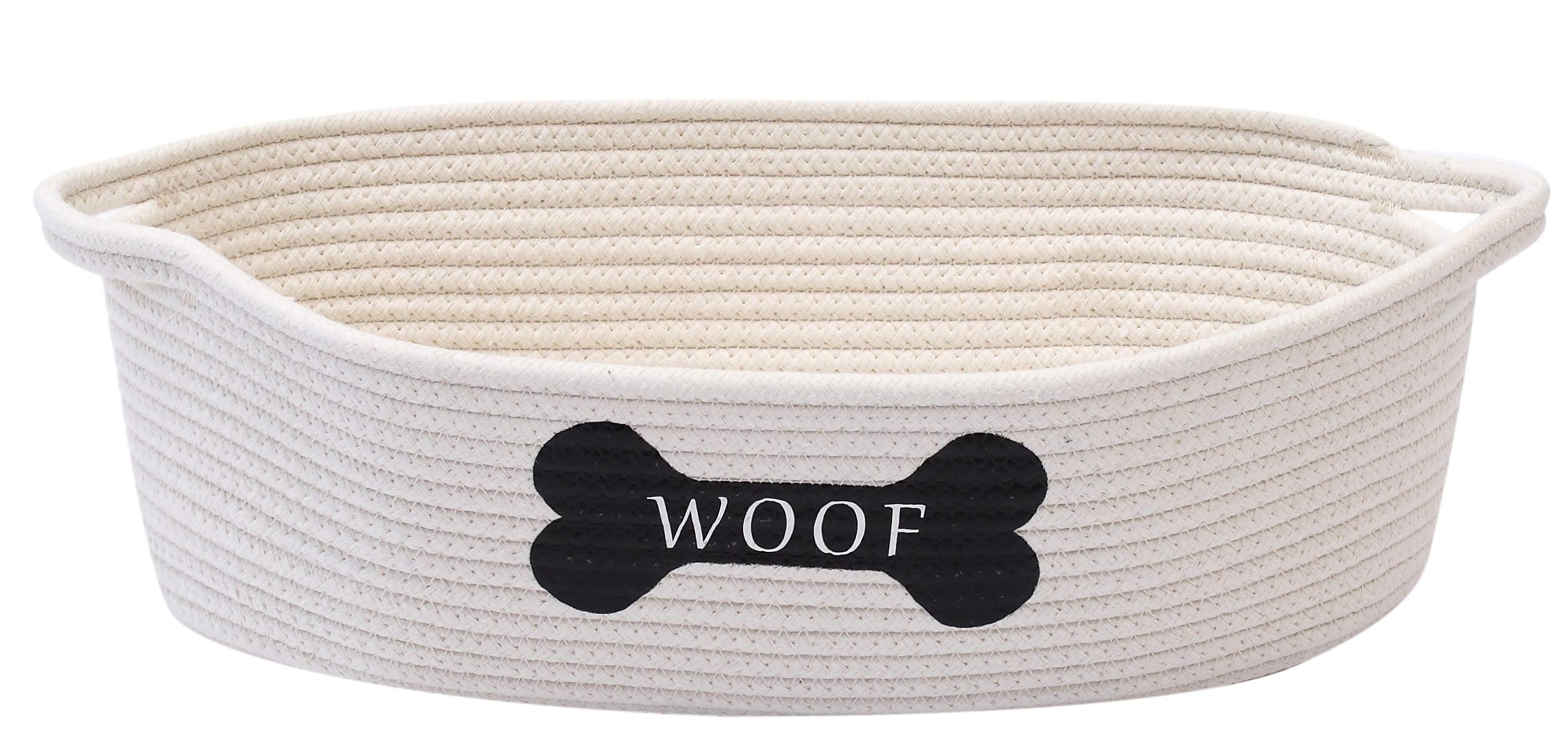Durable Small Shallow Pet Toy Storage Basket - Organize Dog Toys, Cat Toys, Grooming Supplies & Pet Accessories - Perfect for Playroom, Bathroom, Closet & Home Organization - Beige