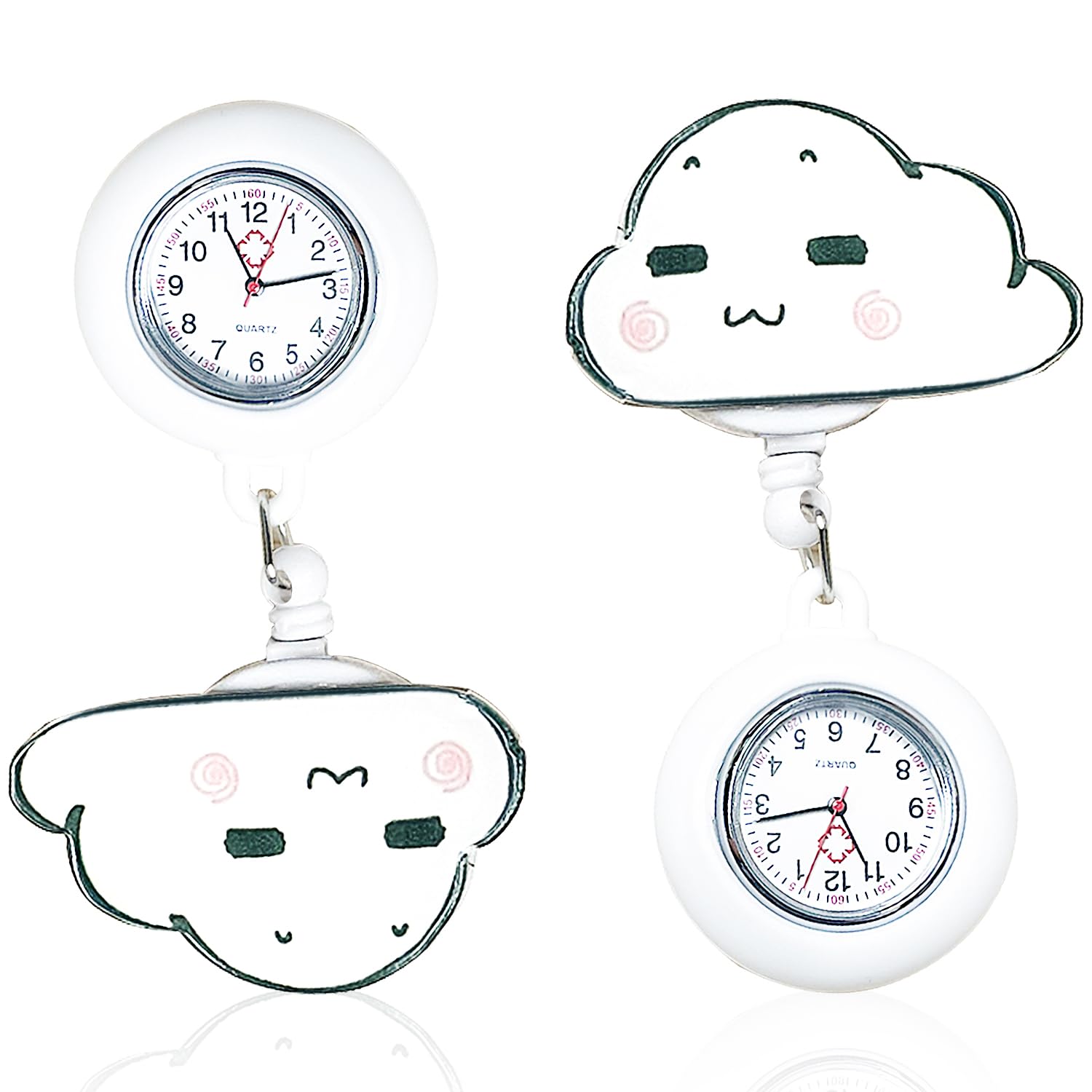 Cute Nurse Watch - Portable Retractable Clip for Nurses & Doctors - White & Rainbow - Perfect for Shifts & Clinical Use