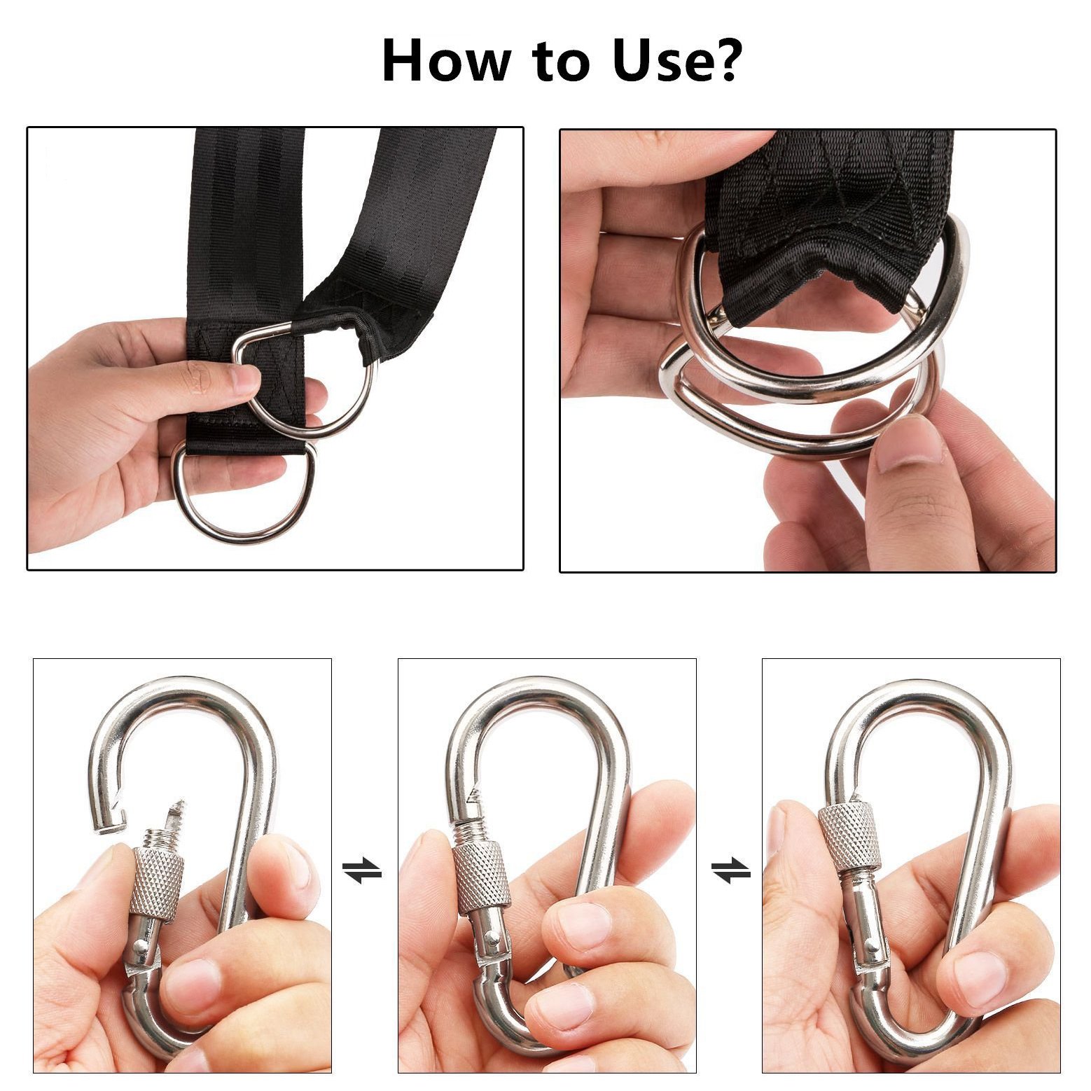 **Panzexin 4FT Heavy Duty Tree Swing Straps - 2600 lbs Capacity with 2 Carabiners - Outdoor Swing Hangers for Hammocks, Tire & Saucer Swings - Easy Installation for Backyard, Garden & Playground Fun**