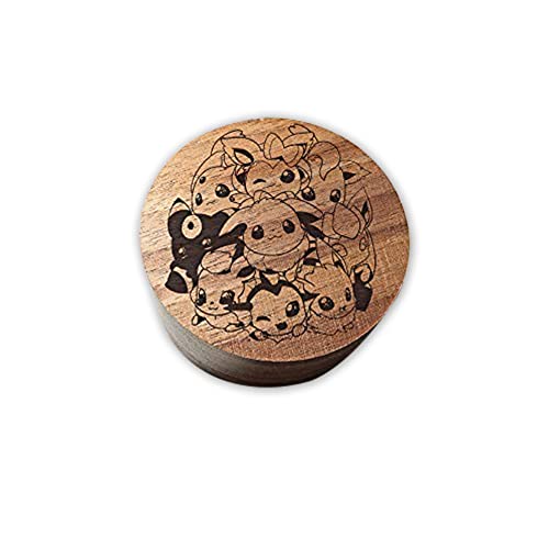 Engraved Wooden Eevee & Pikachu Ring Box - Anime Jewelry Holder, Custom Wedding Ring Bearer Box, Personalized Pokemon Pocket Monsters Gift for Engagement, Proposal & Wedding Ceremonies