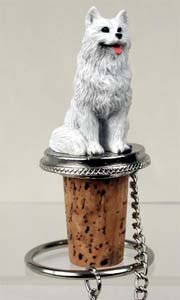 Hand-Painted Samoyed Dog Bottle Stopper - Durable Poly Resin Wine Cork for Home Bar, Kitchen & Gift Giving