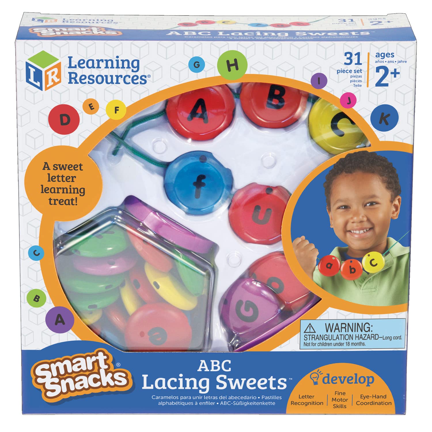 Learning Resources LER7204 Smart Snacks ABC Lacing Sweets - Educational Alphabet Beads for Kids, Fine Motor Skills Toy with 29 Pieces - Perfect for Preschool Learning & Hand-Eye Coordination Practice