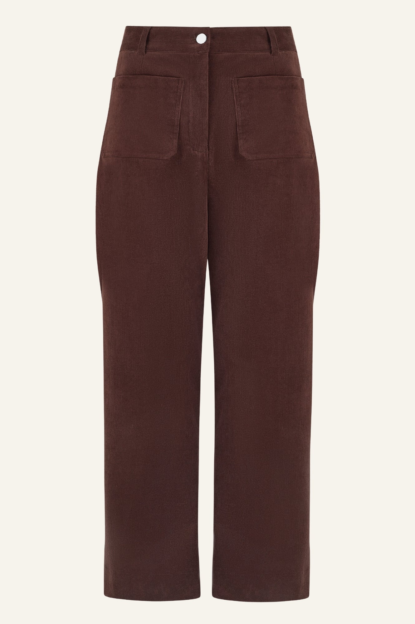 Kendal Cropped Stretch Corduroy Pants for Women | High Waisted Comfortable Corduroy Trousers in Chocolate Brown | Perfect for Casual Outfits, Office Wear & Fall Fashion