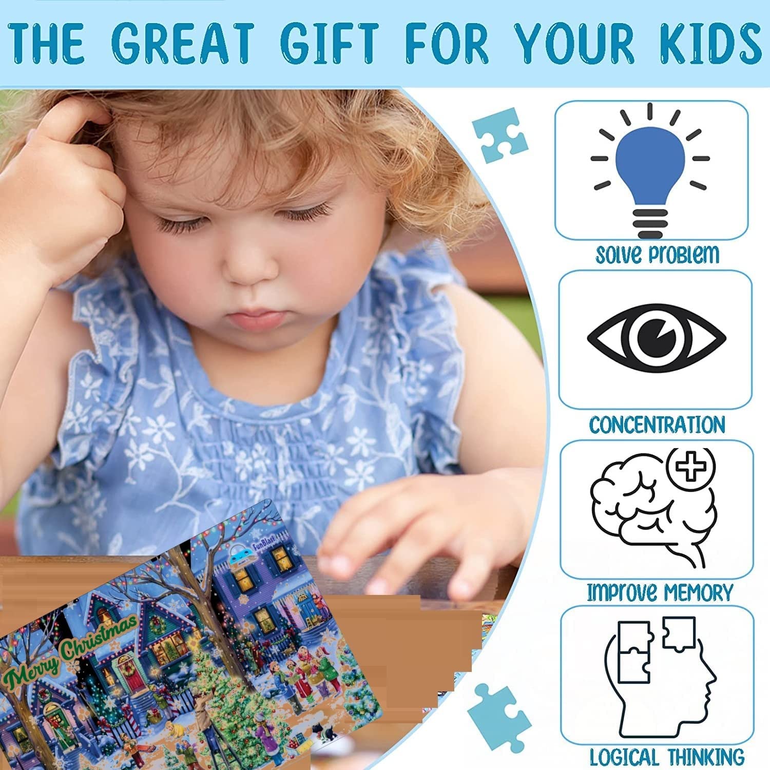 FunBlast Christmas Jigsaw Puzzle for Kids Ages 5+ | 30X22 cm Educational Toy | Holiday Family Game & Gift Idea for Boys Girls | Perfect for Christmas Parties, Indoor Activities & Brain Development