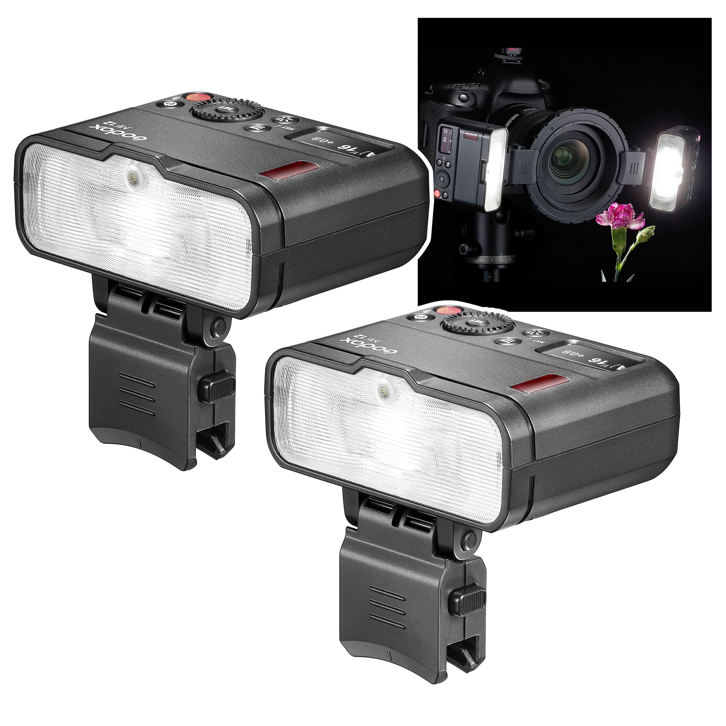MF12 K2 Wireless Off-Camera Macro Flash Ring Twin Kit for DSLR Photography - Perfect for Close-Up Shots, Product Photography & Jewelry Shooting