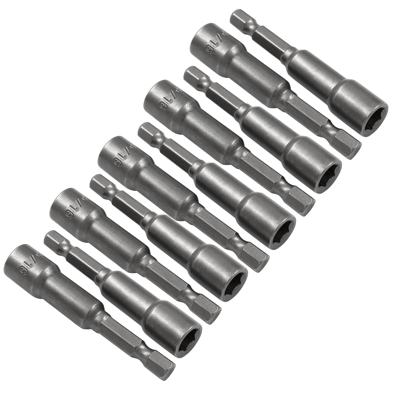 10 Pcs 5/16 Inch (8mm) Hex Nut Driver Magnetic Extension Socket Drill Bit Set - Quick-Change Power Nut Driver Bits with Hex Shank for Electric Drills - Perfect for Automotive Repairs, DIY Projects & Home Improvement Tasks