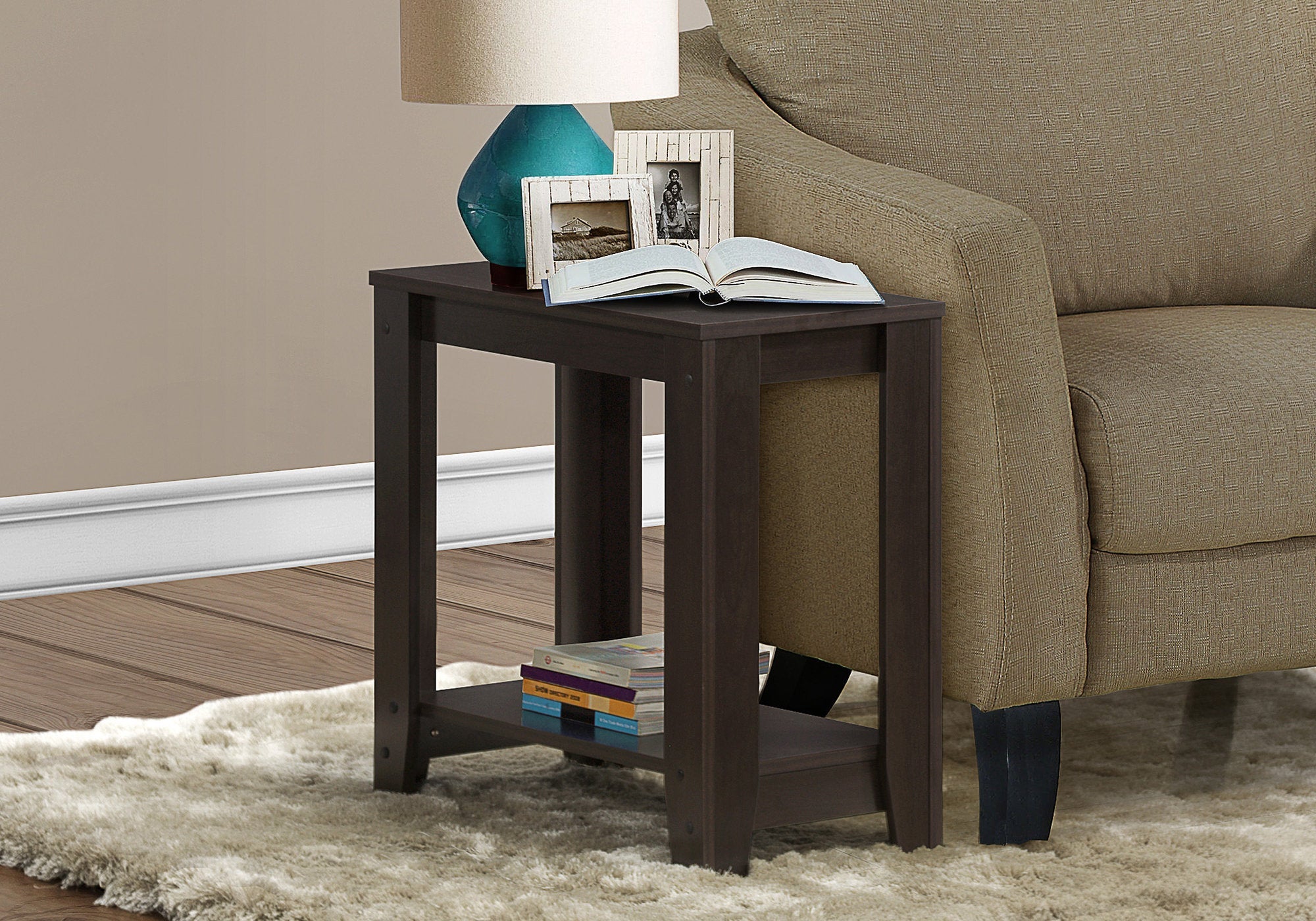 Modern Cappuccino Accent Table - Stylish Side Table for Living Room, Bedroom, or Office - Perfect for Coffee, Books, and Decor