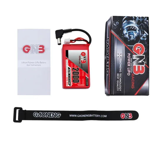 Gaoneng 2000mAh 11.1V 3S LiPo Battery Pack with XT30 & DC5.5 Connector - High Performance 5C/10C Rechargeable Battery for DJI FPV Goggles, FPV Headsets, RC Drones and Wireless Receivers - Perfect for Long FPV Sessions and Extended RC Flight Time