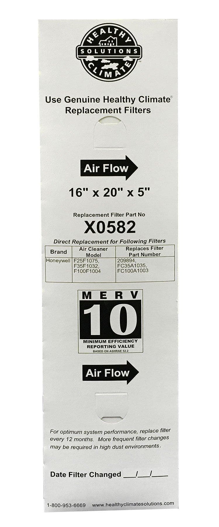 Lennox Healthy Climate X0582 16x20x5 MERV 11 Air Filter - 2 Pack | HVAC Furnace & AC Replacement for Cleaner Indoor Air | Home, Office & Commercial Use