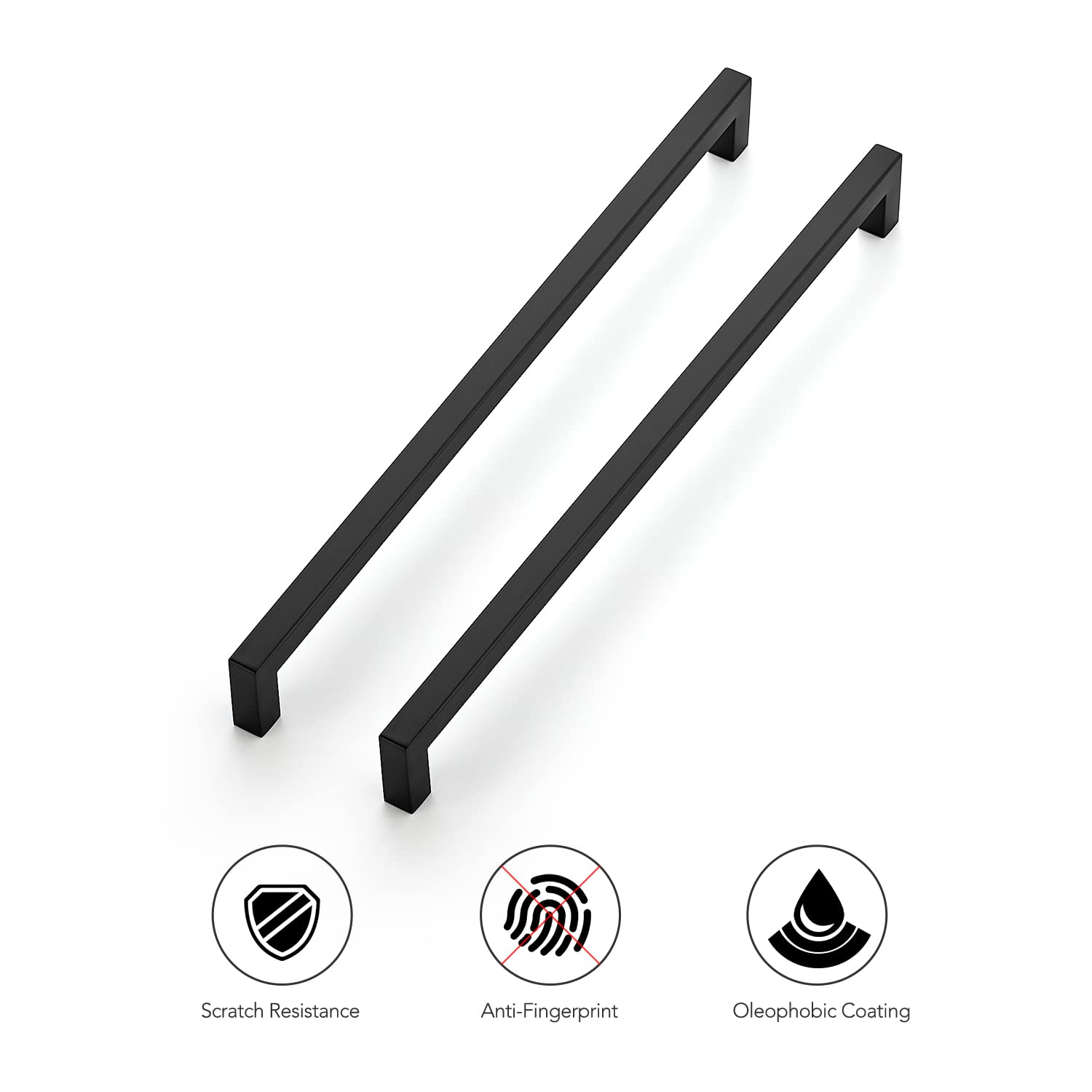 Ravinte 5 Pack 12-3/5 Inch Matte Black Square Cabinet Handles - Kitchen Cabinet Pulls & Drawer Handles for Modern Home, Office & RV Cabinets - Durable Cabinet Hardware for Easy Installation & Stylish Upgrade