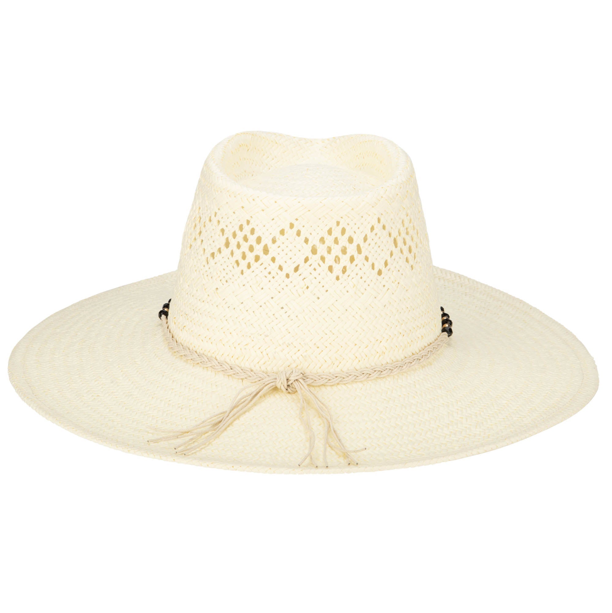 Stylish Woven Paper Fedora Hat with Beaded Band - Perfect for Beach Vacations, Summer Outfits, and Outdoor Events