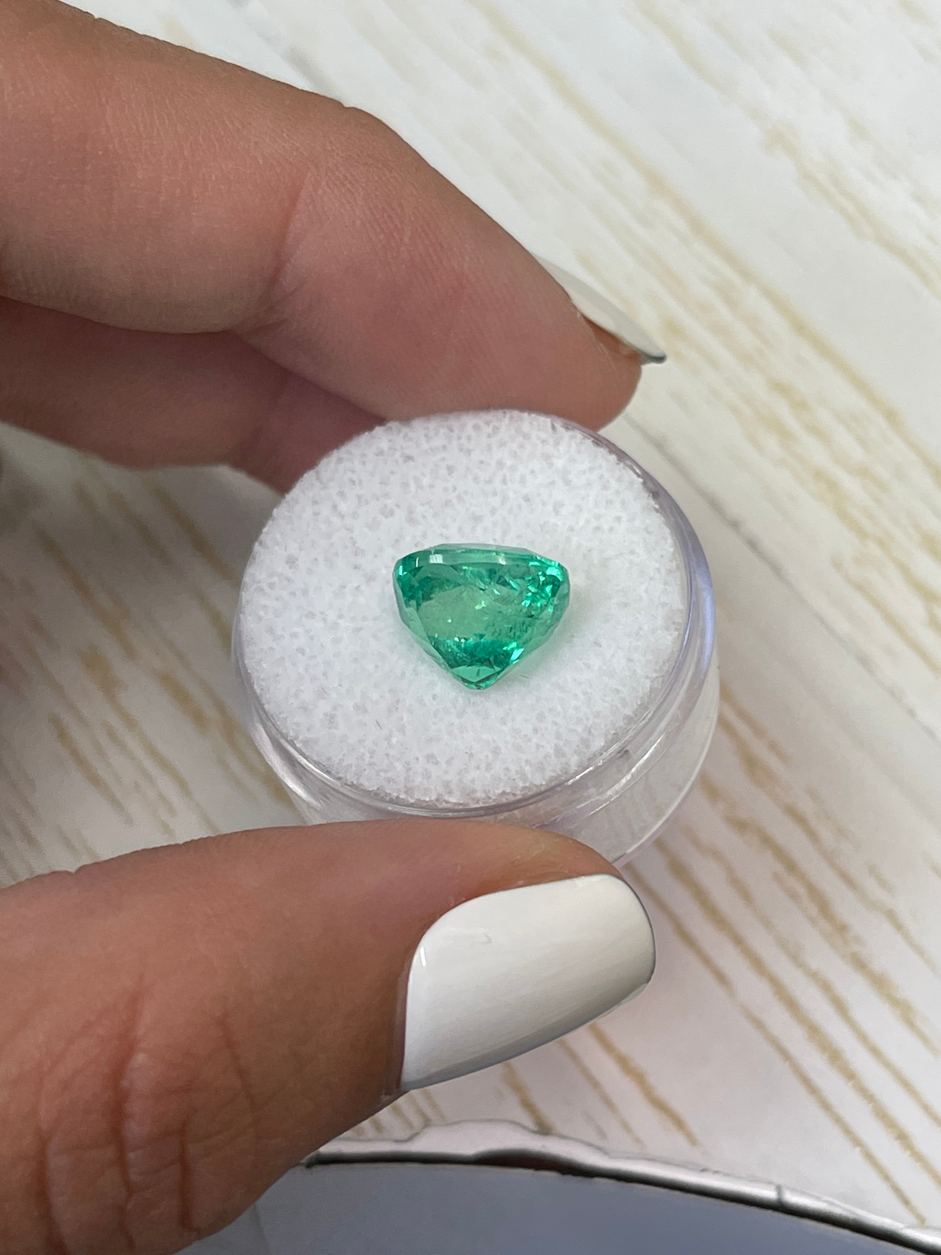 5.29 Carat Certified Natural Loose Colombian Emerald - Bluish Green Cushion Cut 10.5x9.7mm | Engagement Ring, Pendant & Jewelry Making Gemstone