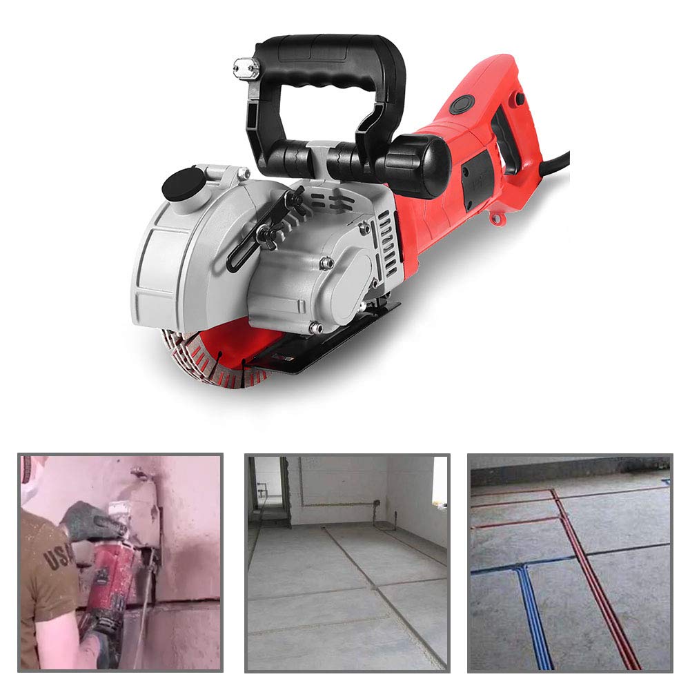 110V Red Wall Grooving Machine - Concrete & Marble Channel Cutter for Slotting & Grooving - Perfect for DIY Home Renovation, Construction & Tile Installation Projects