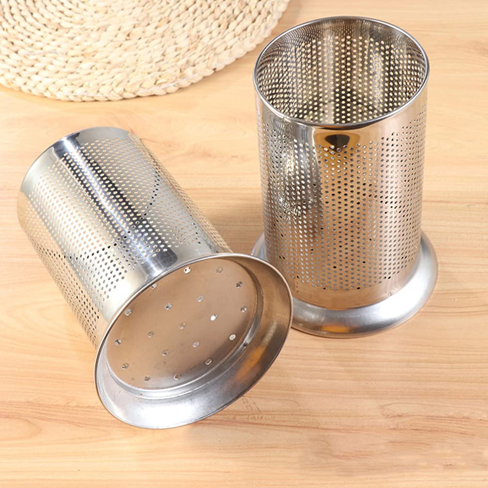2-Pack Stainless Steel Kitchen Utensil Holder - Multi-Purpose Chopstick, Straw & Silverware Organizer for Countertop - Perfect for Kitchen, Home Office & Desk Organization (Pen Holder Included)