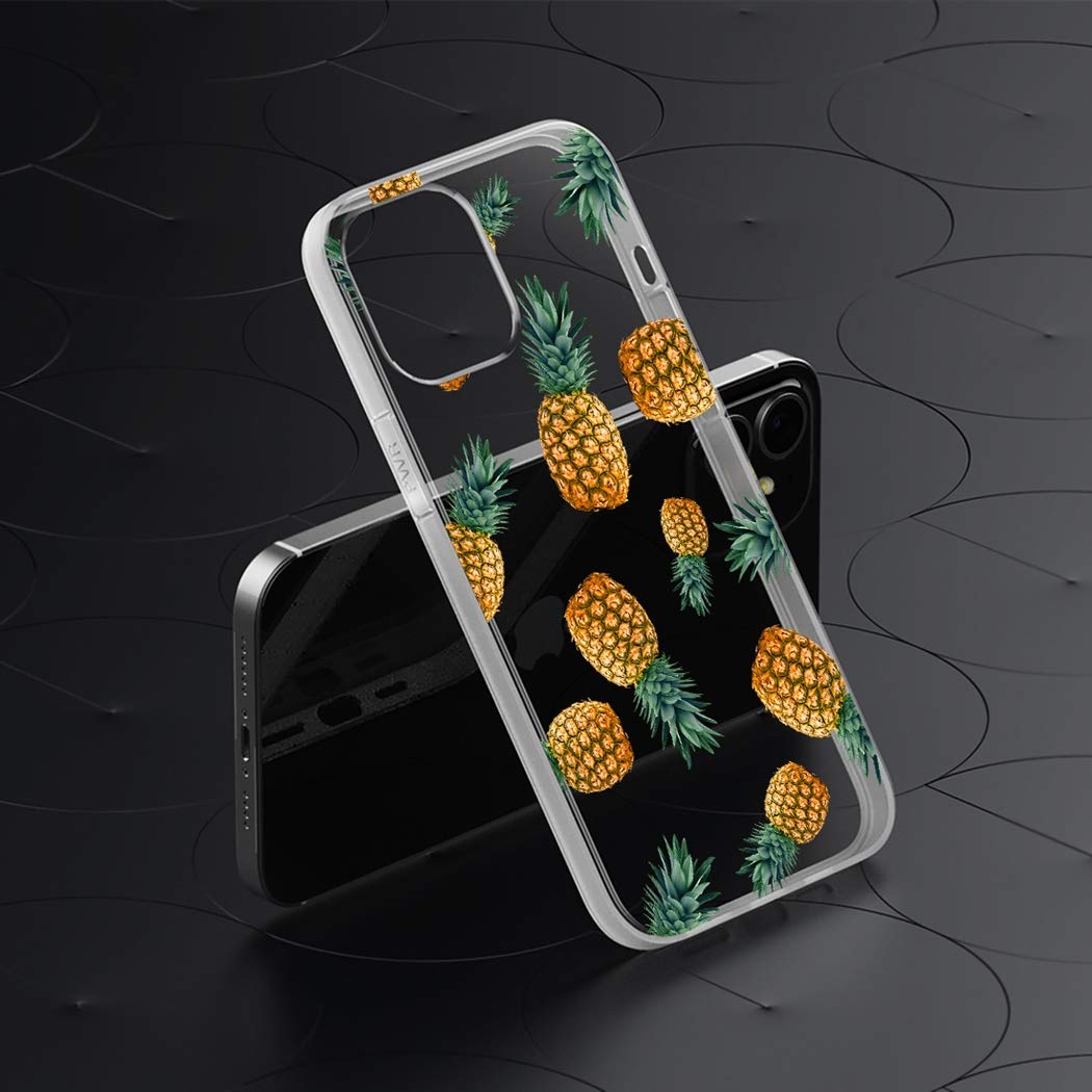 Shockproof Clear Pineapple Pattern TPU Case for iPhone 12 Mini 5.4 Inch (2020) - Slim Flexible Protective Phone Cover for Women & Men - Perfect for Daily Use, Travel and Outdoor Activities
