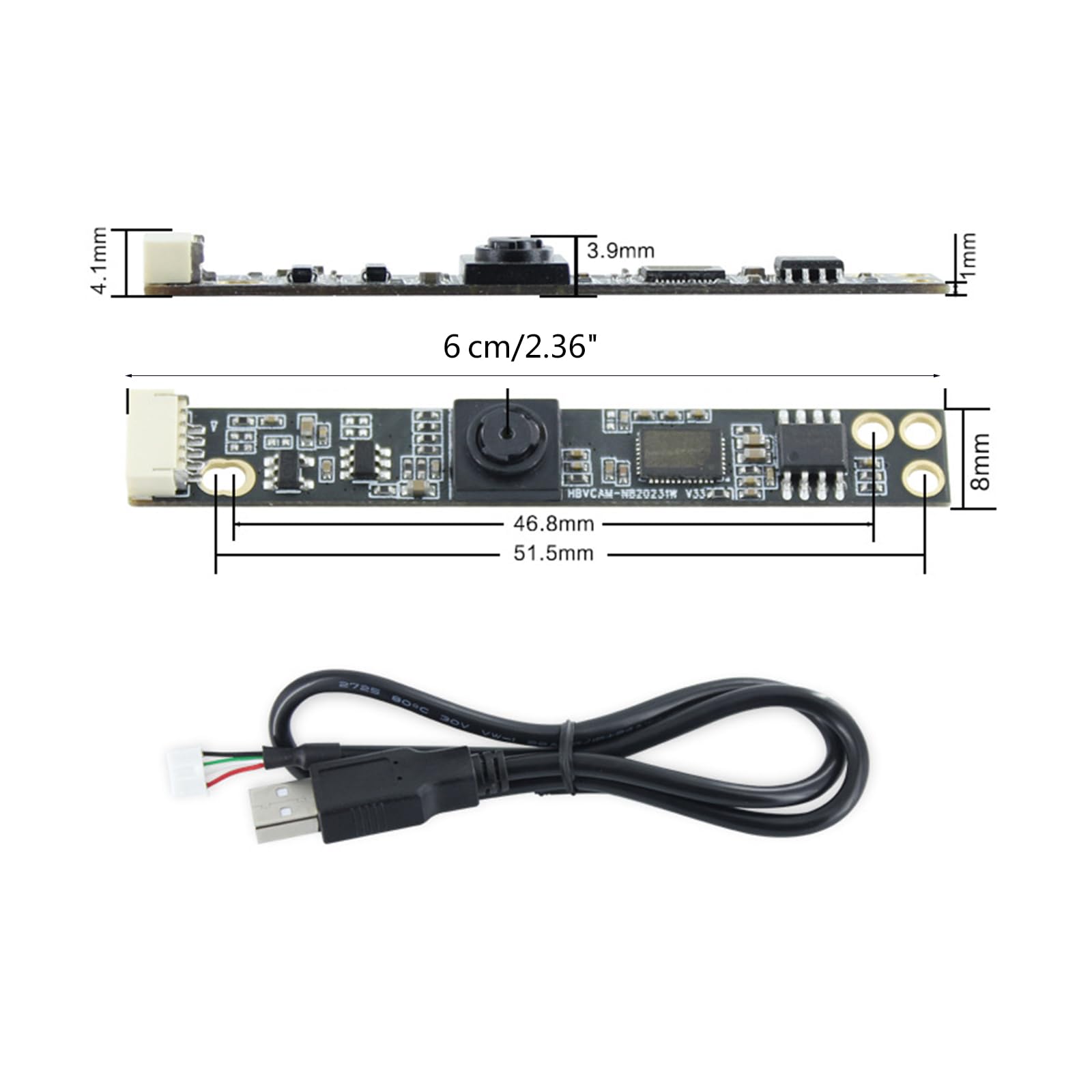 yanwuwa OV9726 1MP USB Camera Module - Plug & Play CMOS Sensor, 66° FOV, 2.8mm Lens for Face Recognition & Clear Imaging | Perfect for Security Systems, Smart Home Devices & DIY Electronics Projects