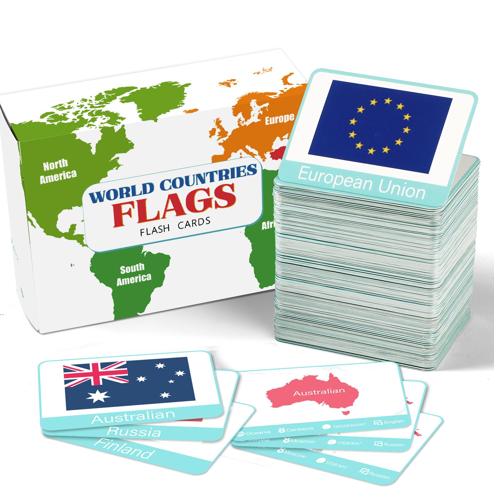 244PCS World Flags Flash Cards - Educational Geography Game with Country, Continent, Capitals & Population Info - Perfect Gift for Kids, Family & Adults - Great for Classroom Learning, Travel Preparation & Cultural Education