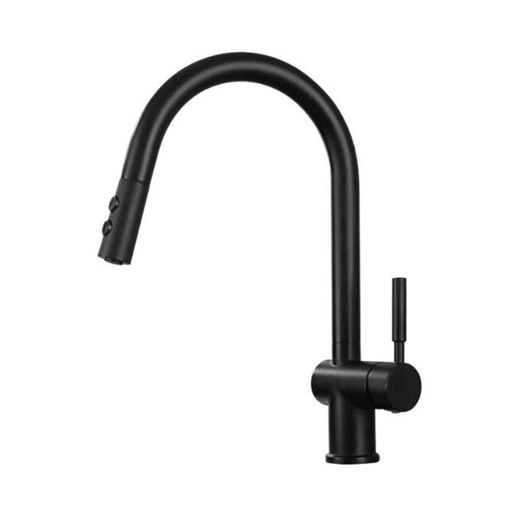 Black Pull Down Kitchen Faucet with Sprayer - Brass Hot & Cold Water 360° Swivel Spout, Dual Function Spray Head for Modern Home Kitchen Sink (Ideal for Washing Dishes, Filling Pots & Cleaning Countertops)