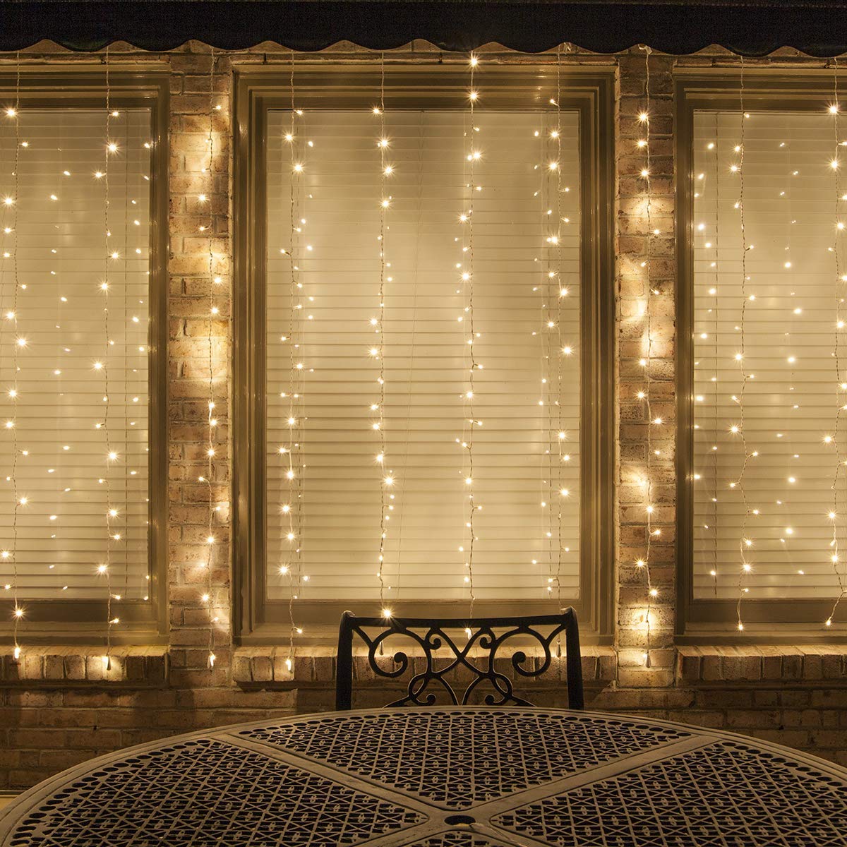 150-Light 6-Foot Clear Incandescent Curtain String Lights for Bedroom Decor - Indoor/Outdoor Christmas & Holiday Icicle Lighting (65