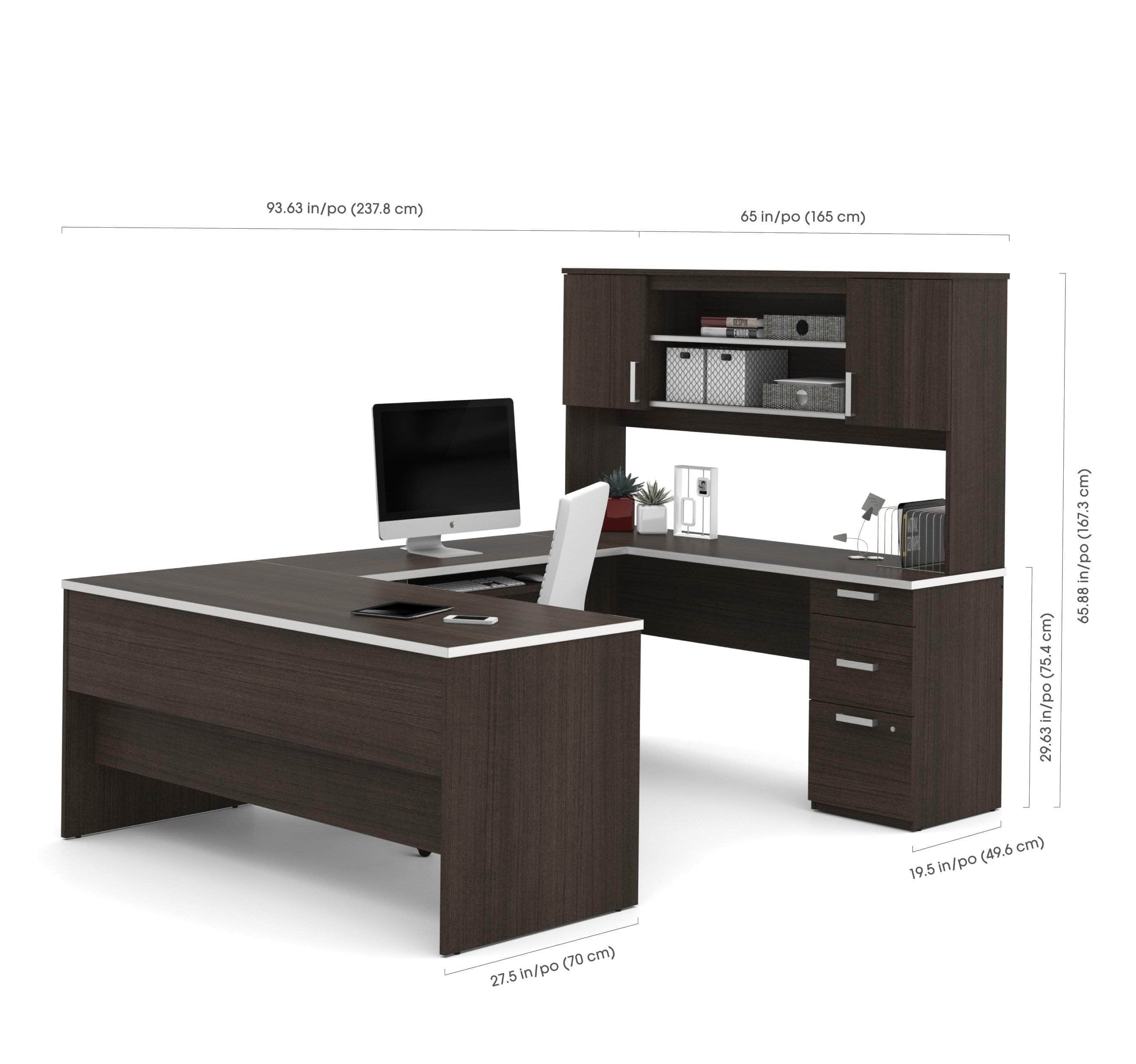 Ridgeley Executive Computer Desk with Hutch, Lateral File Cabinet & Bookcase - 2 Color Options | Home Office & Study Room Furniture for Professionals