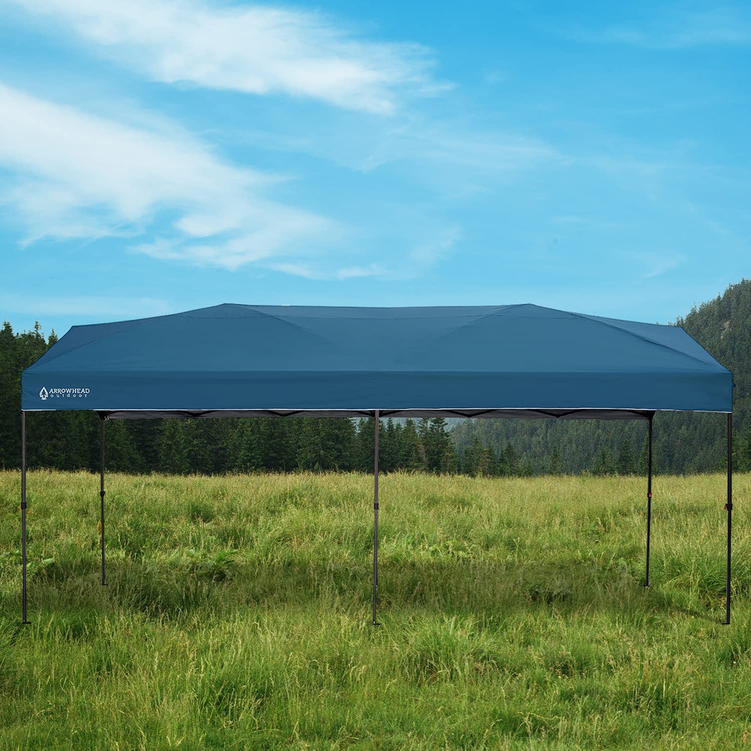 ARROWHEAD OUTDOOR 10’x20’ Pop-Up Canopy Tent - Instant Shelter with 300D Waterproof & UV Resistant Fabric - Easy One Person Setup - Includes Wheeled Carry Bag, Guide Ropes & Stakes - Perfect for Backyard Parties, Camping, Beach & Outdoor Events (Blue, KGS0391U)