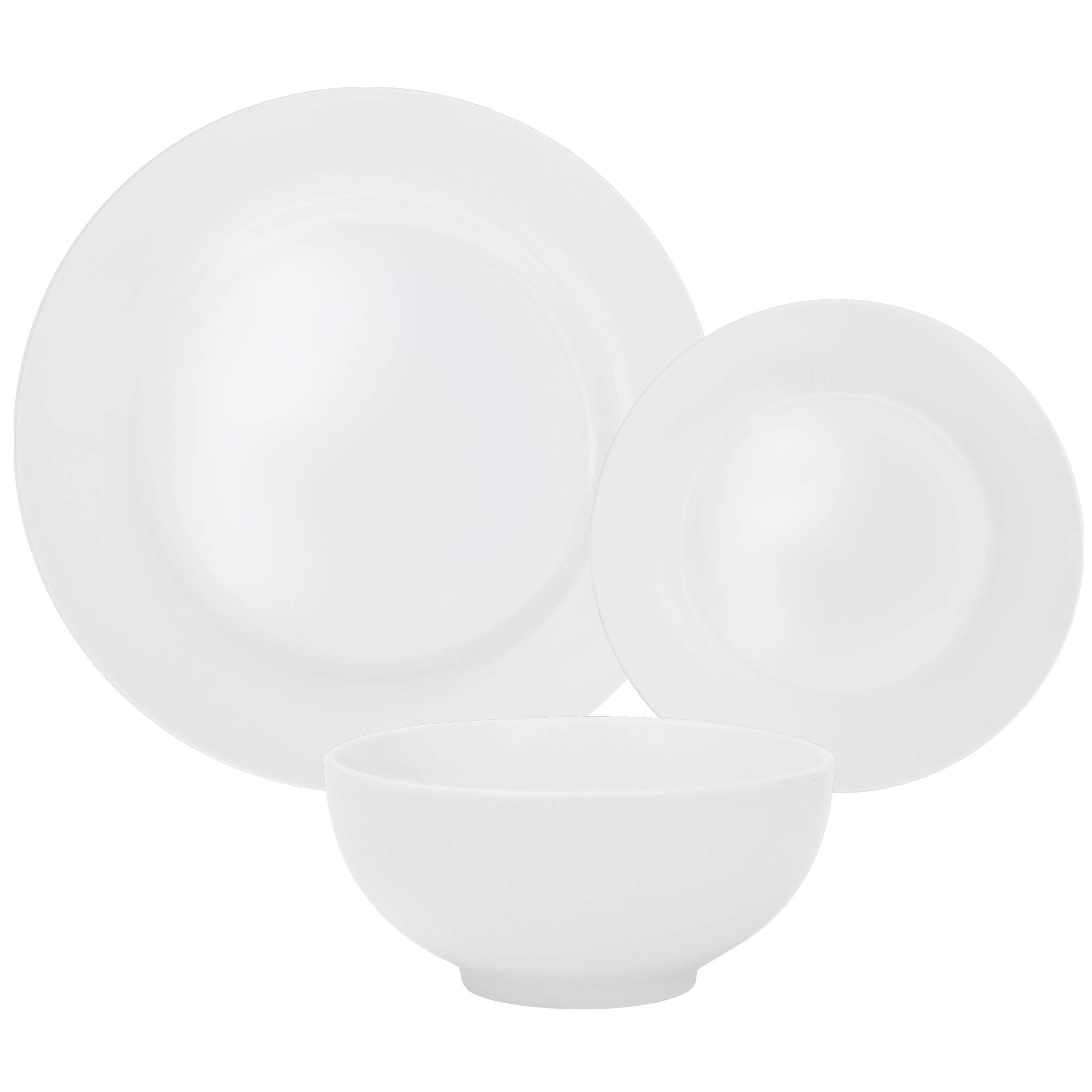 18-Piece White Porcelain Dinnerware Set - Round Plates, Bowls & Serving Dishes for 6 | Elegant Table Setting for Family Dinners, Holiday Entertaining & Restaurant Use