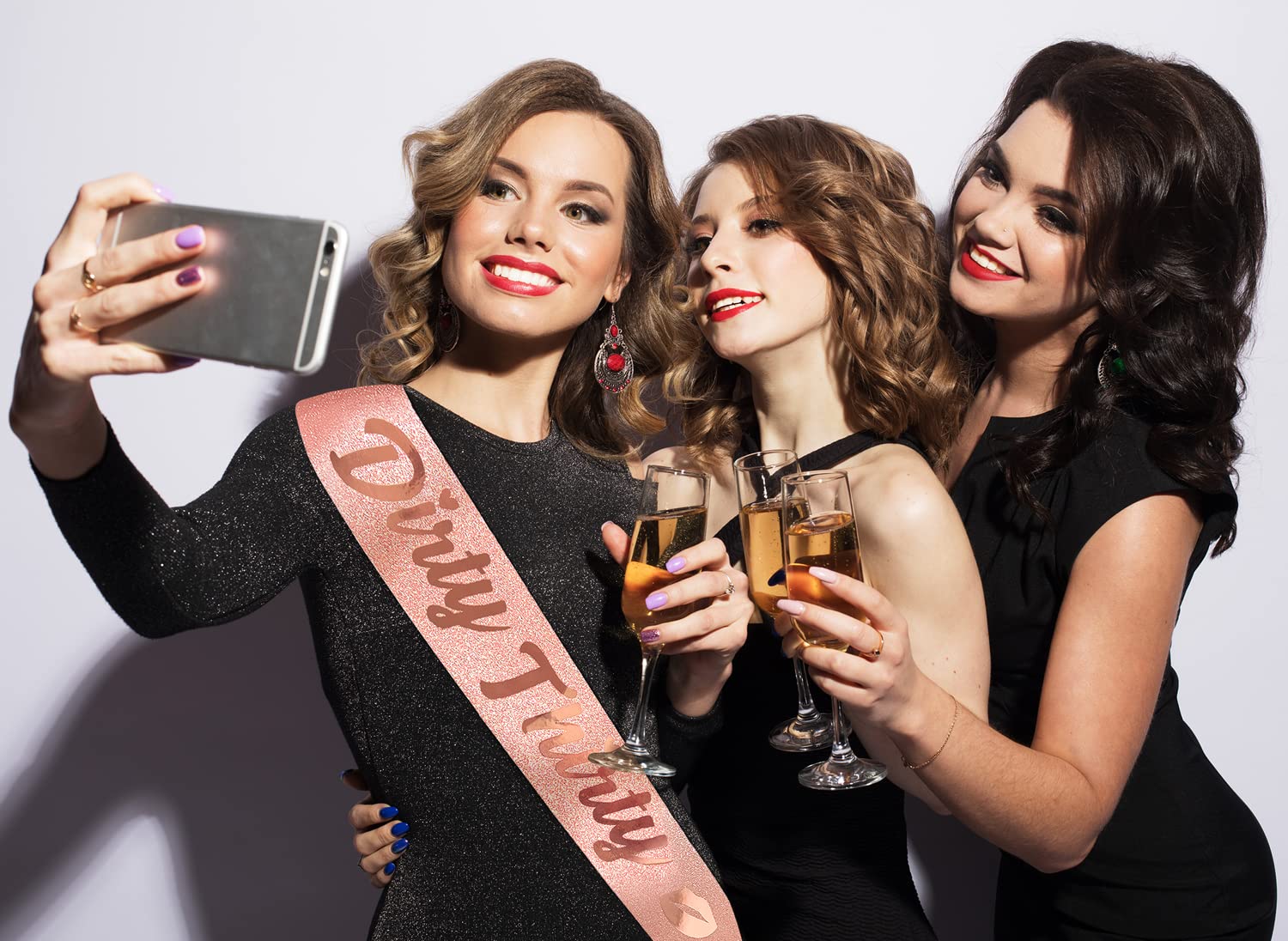 PartyForever 30th Birthday Decorations - Dirty Thirty Rose Gold Sash (32 Inch) for Women's Milestone Celebration | Perfect for 30th Birthday Parties, Bachelorette Events & Photo Props