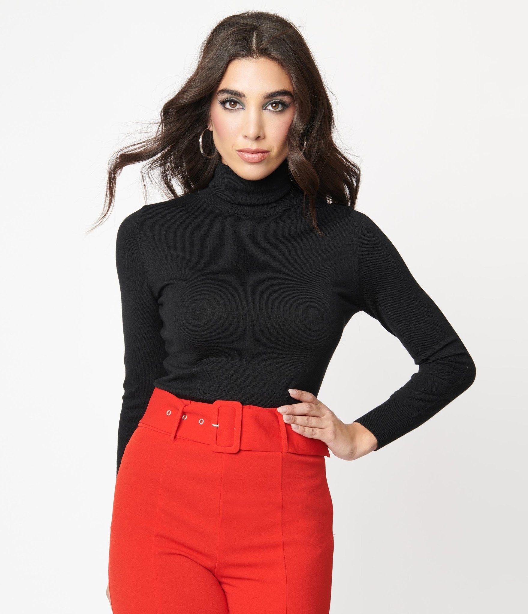 Vintage Black Turtleneck Sweater for Women - Soft Long Sleeve Knit Pullover - Perfect for Fall Fashion, Office Wear & Casual Outfits