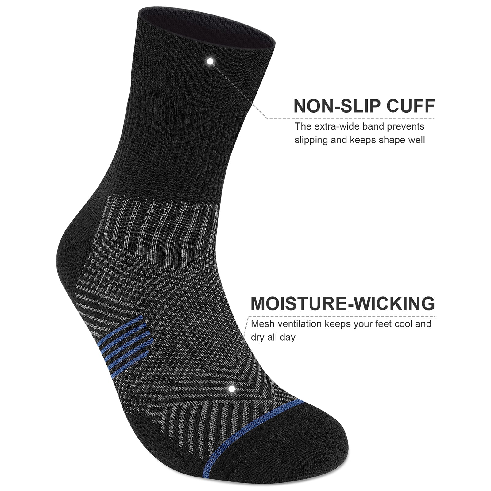 GECKOMAN x PAPLUS Compression Athletic Crew Socks for Men & Women - Moisture-Wicking Performance Socks for Running, Hiking & Sports - Best Workout Socks for Athletes
