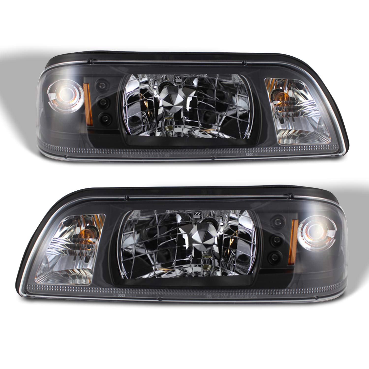 AKKON LED Headlight Kit for 1987-1993 Ford Mustang - Black Housing Headlights, Corner Lamps & Tail Lights Combo (6-in-1) | Upgrade Lighting for Night Driving & Car Shows