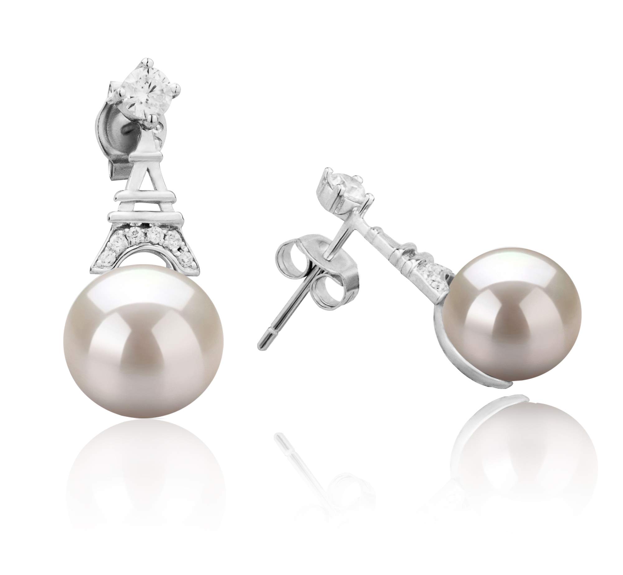 AAAA Quality 8-9mm White Freshwater Cultured Pearl Earrings - 925 Sterling Silver Stud Earrings for Women | Elegant Gift for Wedding, Anniversary & Special Occasions