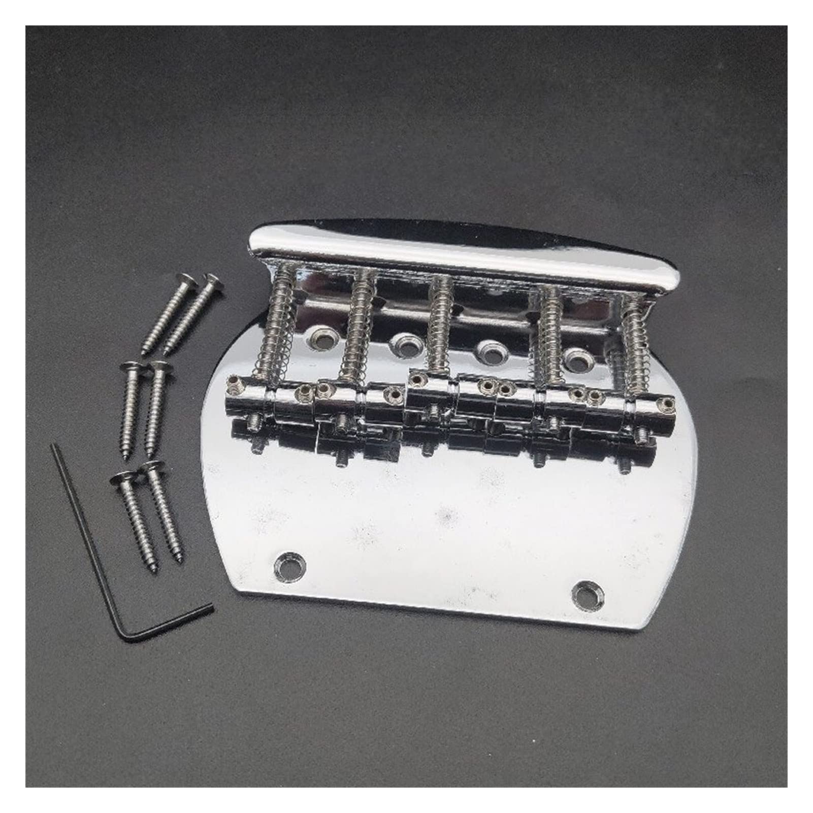 5-String Curved Bass Bridge - Heavy Duty Chrome Electric Bass Guitar Bridge for Enhanced Tone & Sustain | Perfect for Rock, Metal & Studio Recording