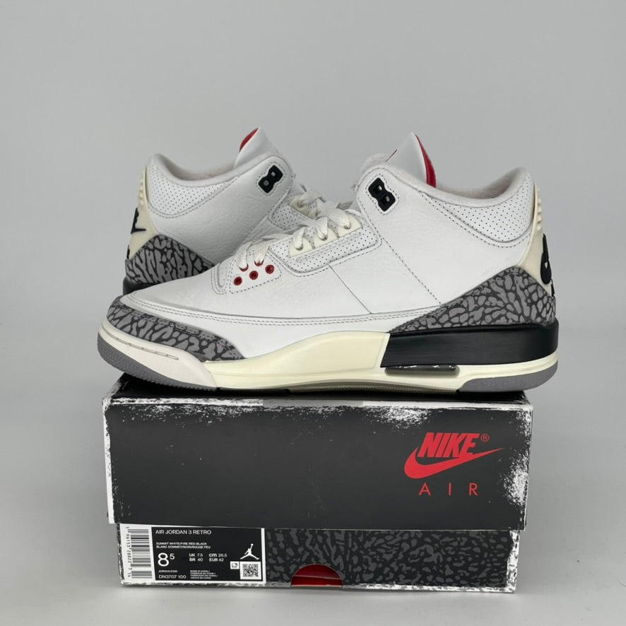 Original Air Jordan 3 White Cement Reimagined Retro Sneakers - Men's Size 8.5 / Women's Size 10W (DN3707-100) - Perfect for Basketball, Streetwear & Sneaker Collectors