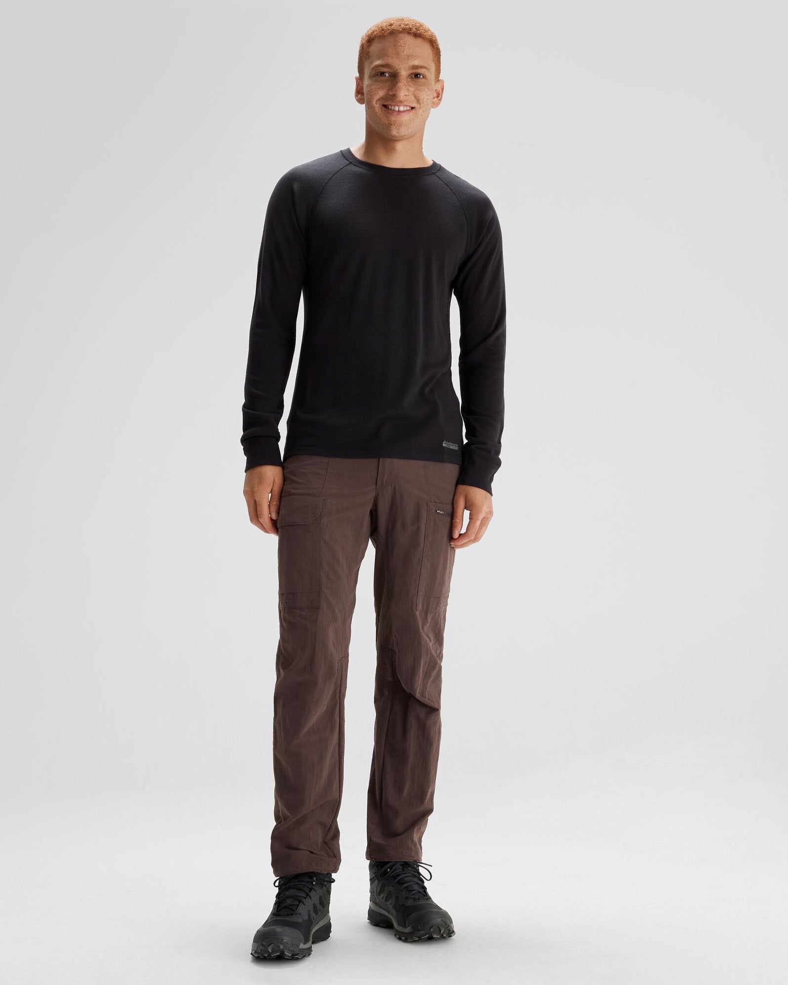 Men's K Merino 250 Long Sleeve Thermal Top - Black Stingray Color | Warm Base Layer for Hiking, Skiing & Winter Outdoor Activities