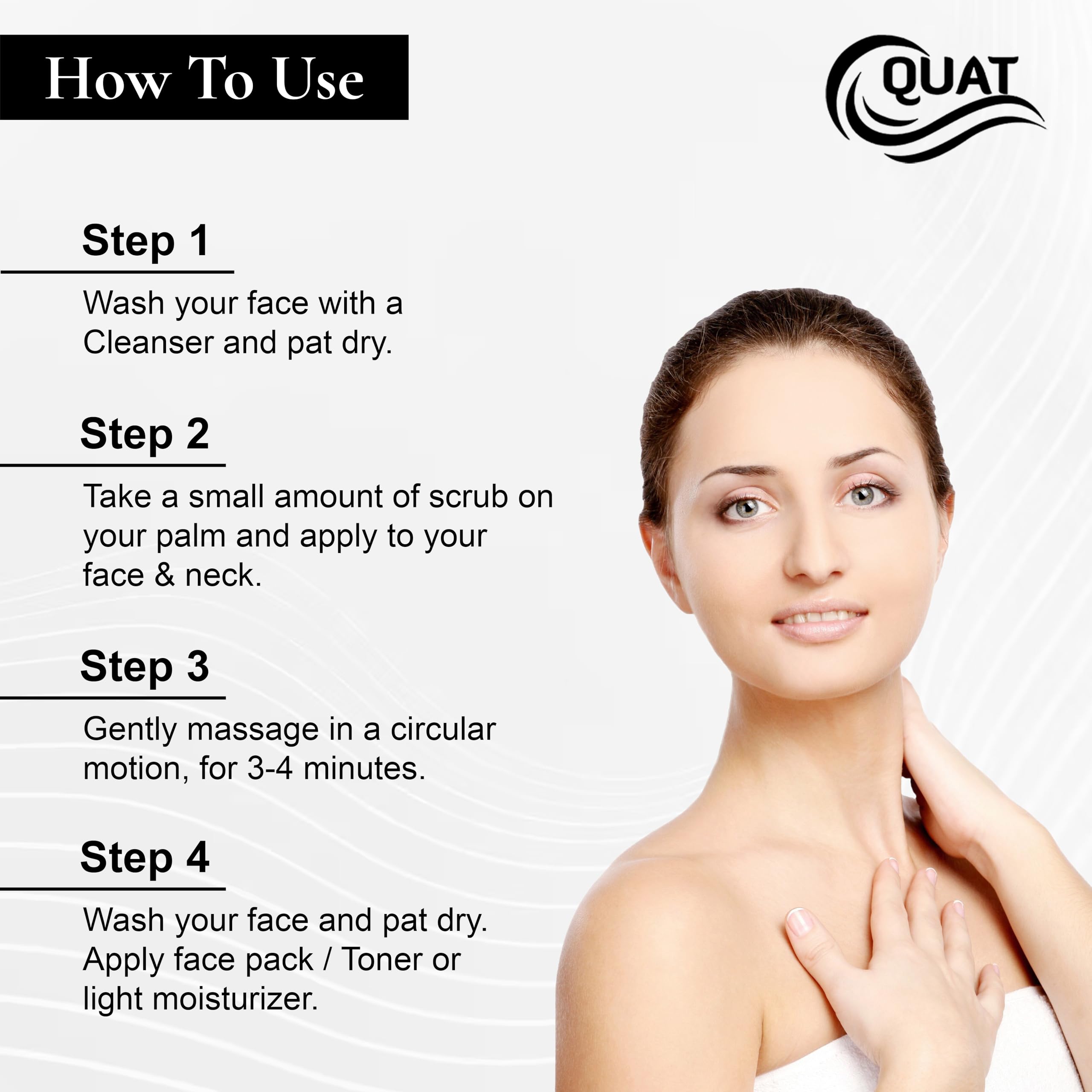 Quat Coffee Face Scrub for Glowing Skin - Exfoliating & Brightening Facial Cleanser for Women & Men - Natural Coffee Bean Scrub for Acne, Blackheads & Dull Skin - Perfect for Daily Skincare Routine & Spa Day
