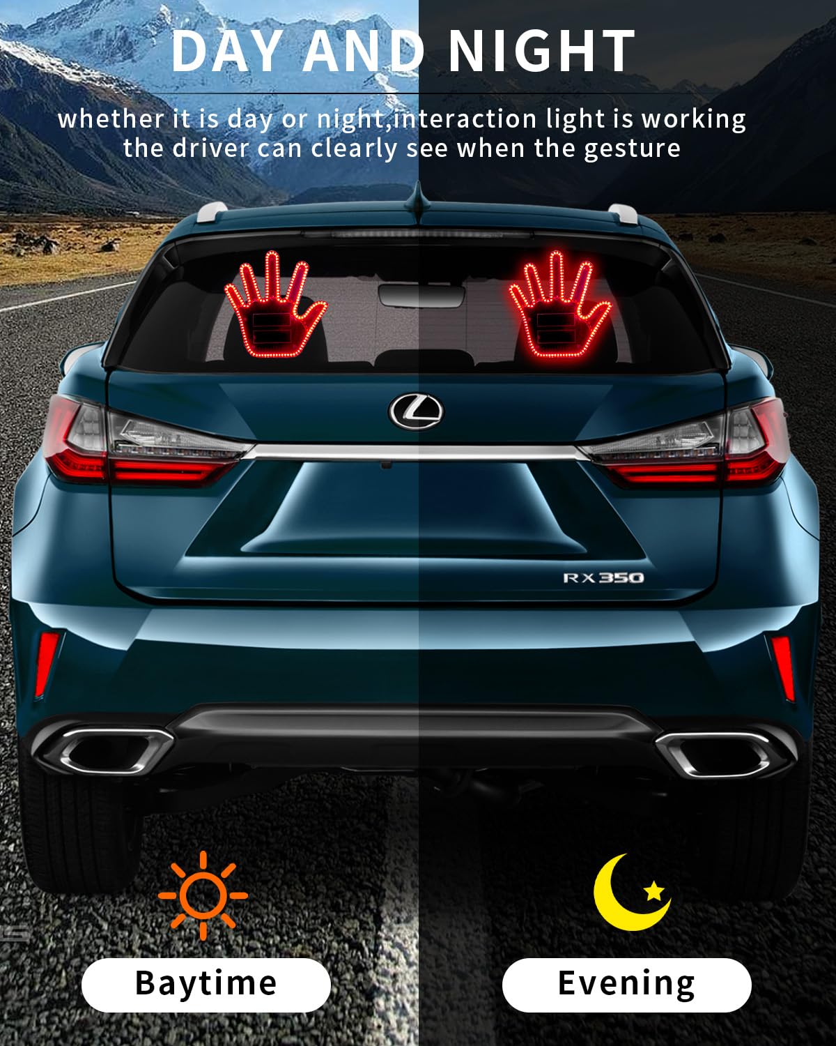 Hand Gesture Light for Car Back Window with Remote - LED Hand Light for Car, Easy Installation & Remote Control, Unique Car Accessories, Cool Gift for Men & Women, Perfect for Night Driving & Car Shows