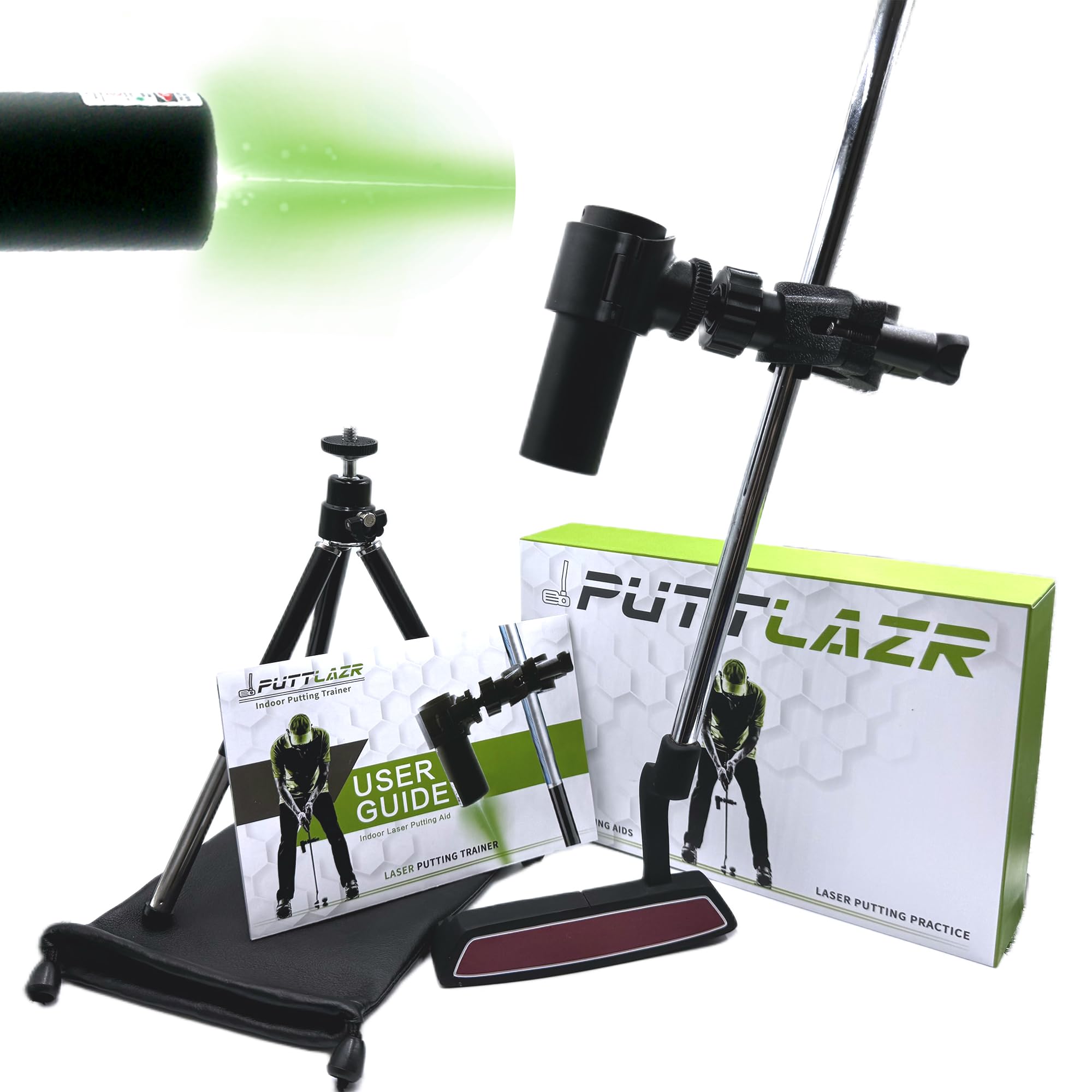 Premium Indoor Golf Training Aid - Green Line Golf Putting Trainer for Perfect Alignment | Perfect Golf Gift for Men & Golf Accessories | Improve Putting Skills at Home or Office