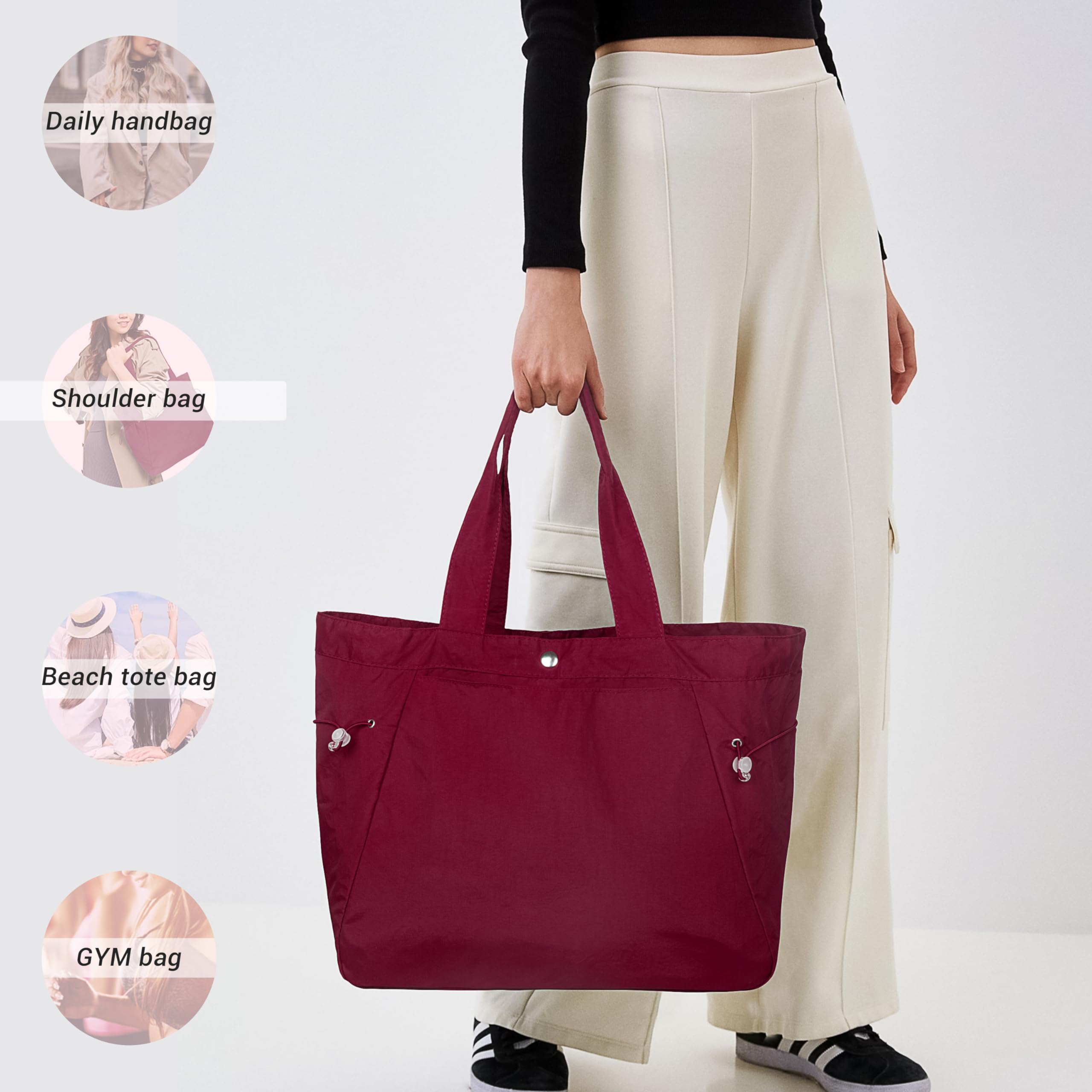 VOLGANIK ROCK Large Tote Bags for Women - Lightweight Shoulder Bag, Gym Bag, Beach Tote & Travel Handbag - Perfect for Work, Shopping, Vacation & Daily Use