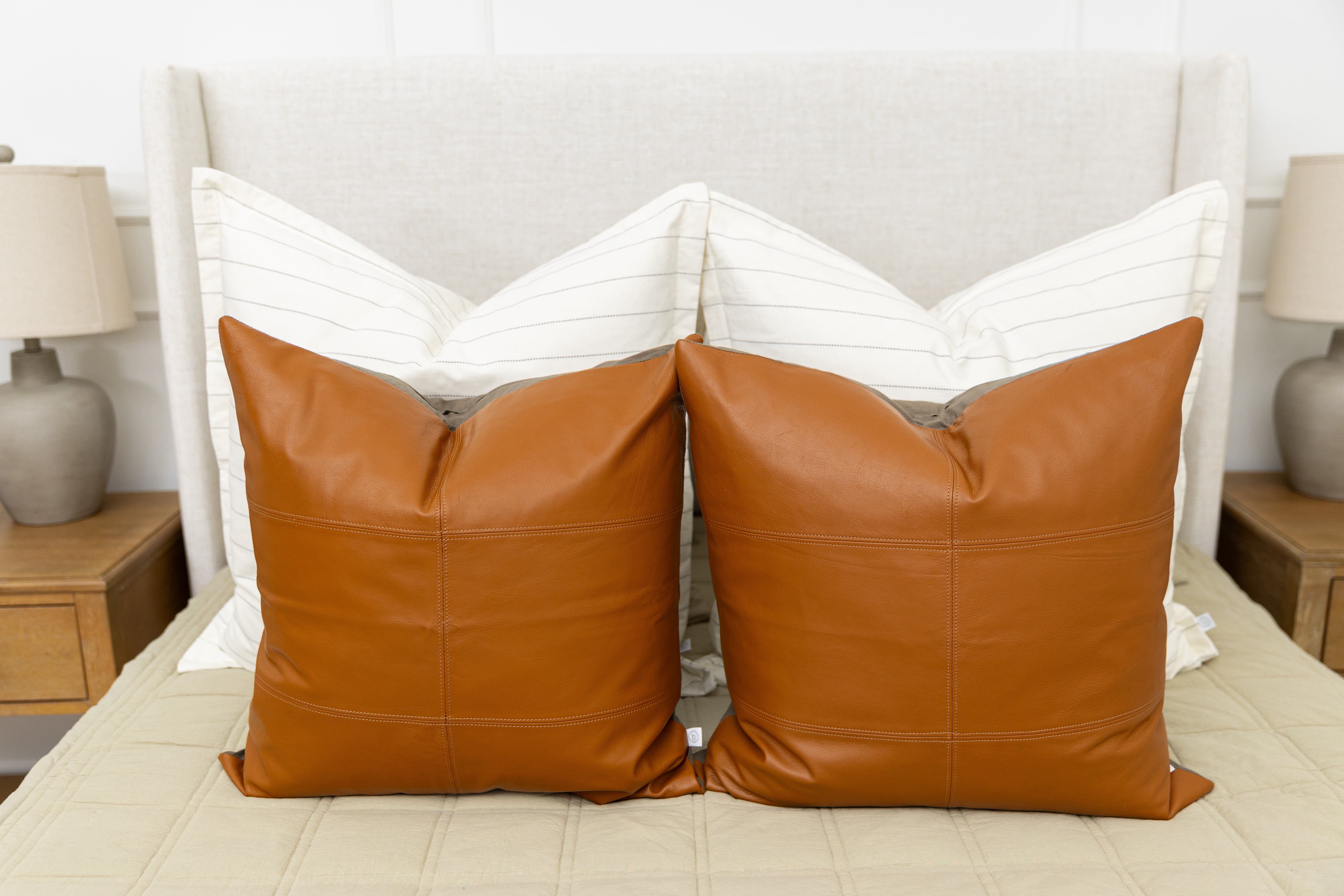 Luxury Euro Pillow Cover - Genuine Leather, Soft & Durable - Perfect for Sofa, Bed & Home Decor - 20x20 Inches