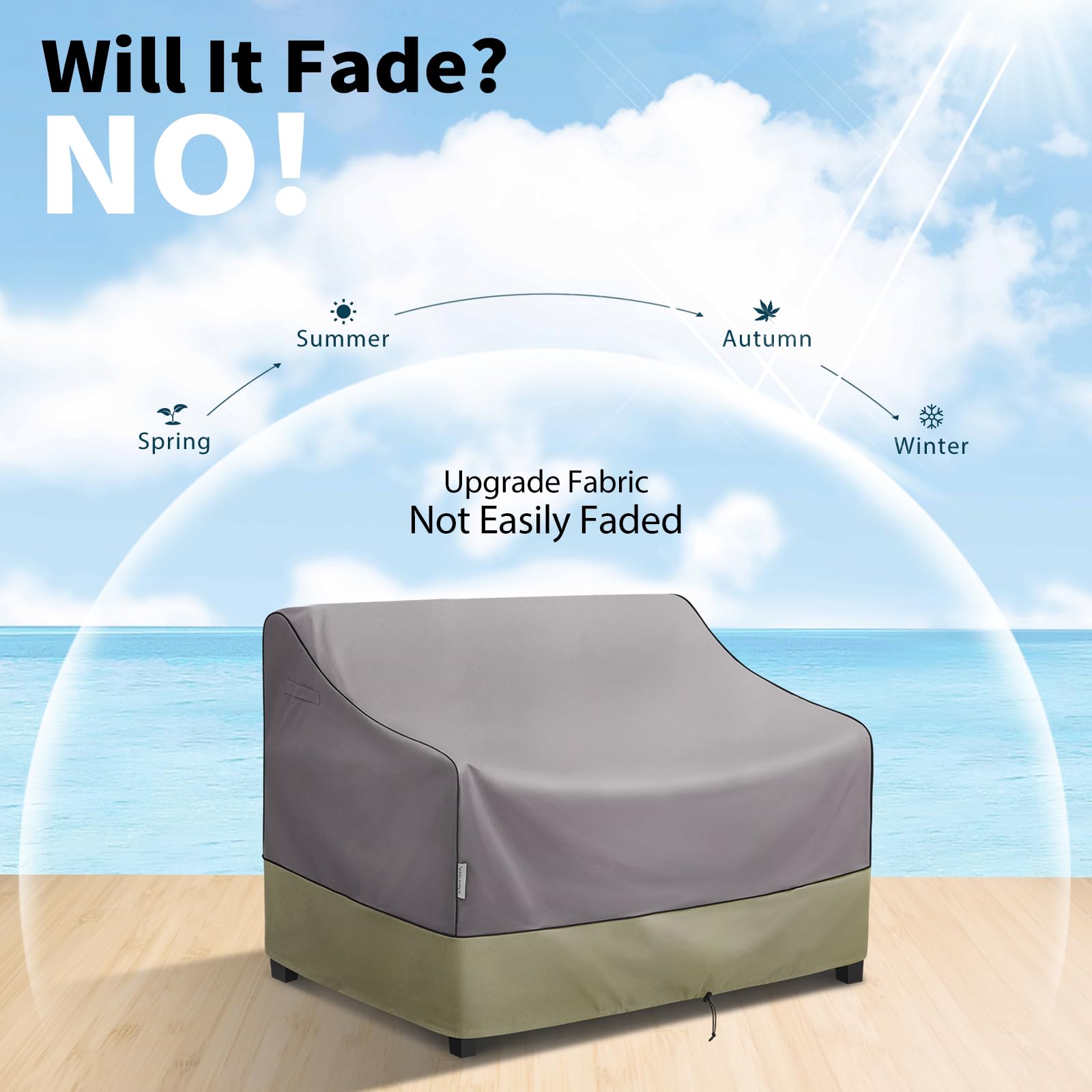 Waterproof 2-Seater Patio Loveseat Cover 62 x 38 x 35 Inches - Heavy Duty Outdoor Furniture Sofa Protector in Gray - Perfect for Garden, Deck, and Backyard Use