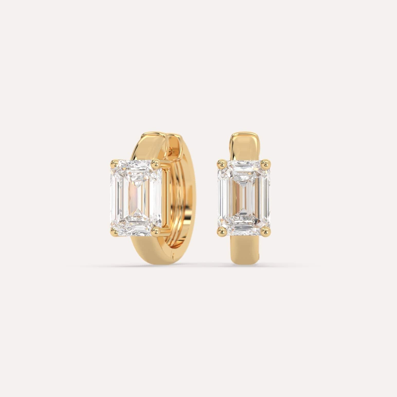2 Carat Emerald Diamond Hoop Earrings for Women - 14K Gold Plated Dangle Earrings - Elegant Jewelry Gift for Wedding, Anniversary & Special Occasions