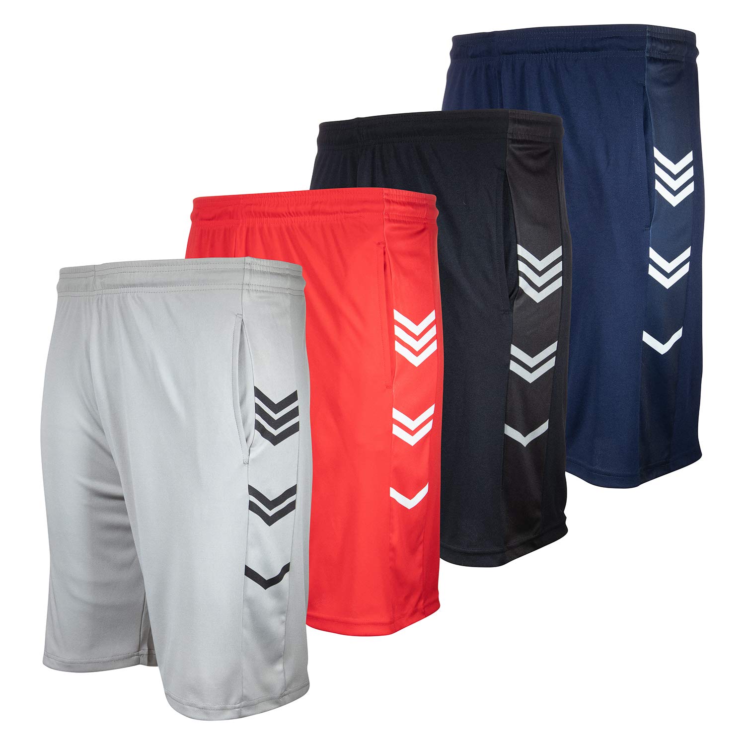 High Energy Long Basketball Shorts for Men - 4 Pack | Athletic Performance, Sports, Fitness & Workout Shorts | Perfect for Basketball Games, Gym Training & Casual Wear