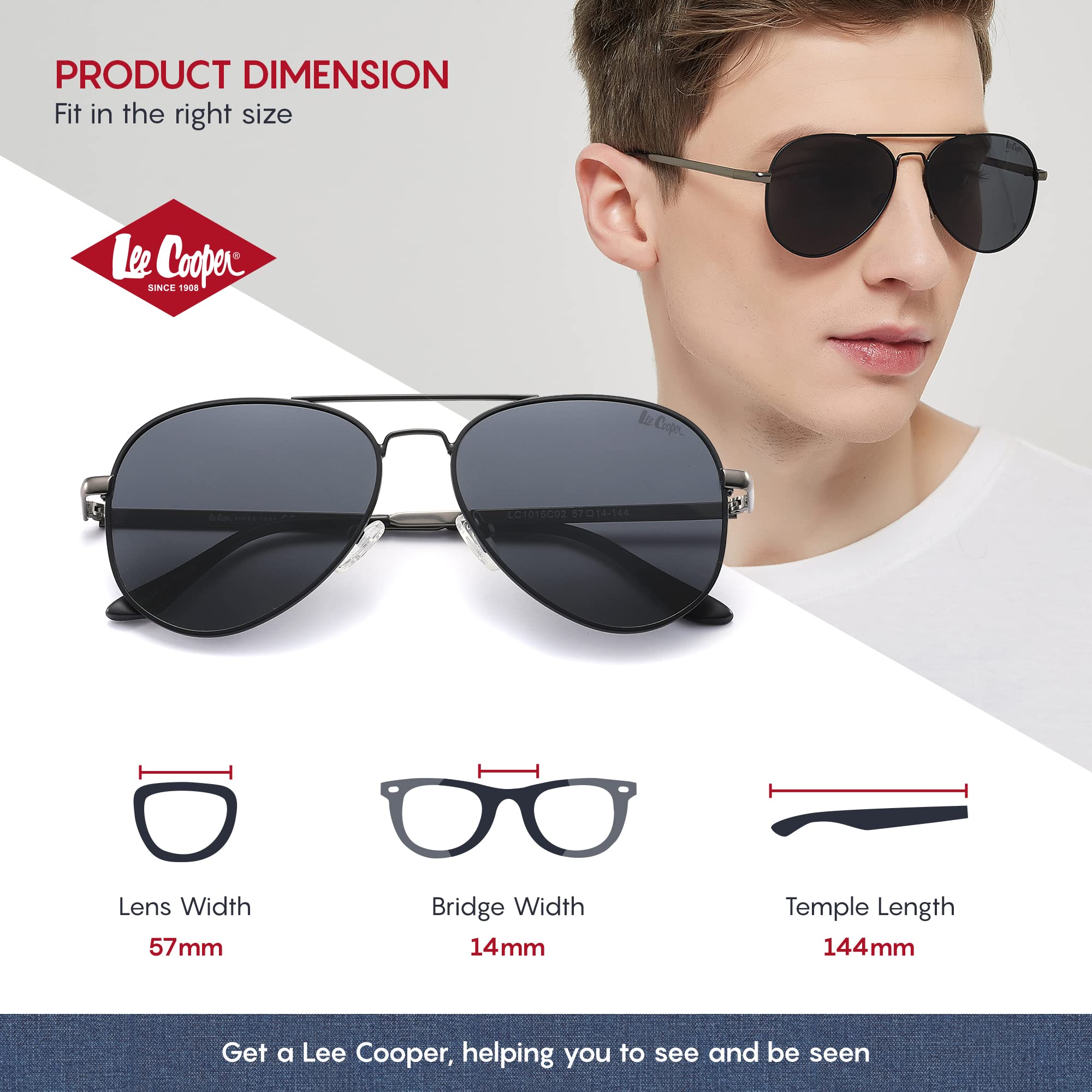 Lee Cooper Polarized Sunglasses for Men & Women - UV Protection, Stylish & Lightweight for Driving, Outdoor Sports & Fashion