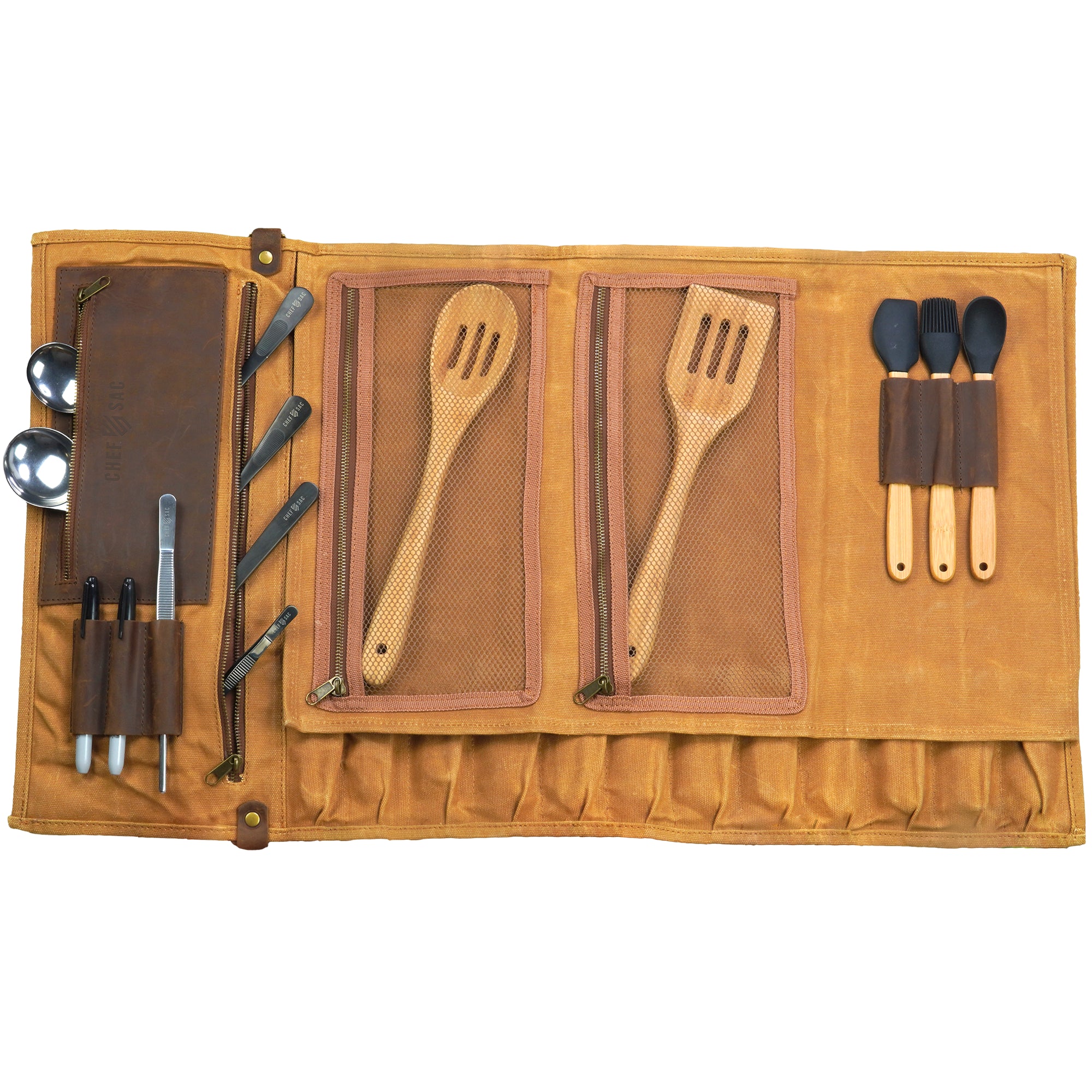 Premium Waxed Canvas & Leather Chef Knife Roll Bag - Professional Knife Storage for Chefs, Culinary Students & Cooking Enthusiasts - Perfect for Kitchen, Travel & Culinary School