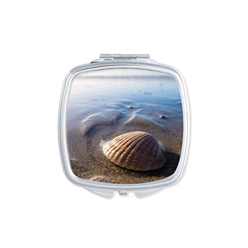 DIYthinker Double Sided Compact Mirror with Ocean Shell Design - Portable Pocket Makeup Mirror for Travel, Beach & Home Decor | Nature Inspired Science Art Glass