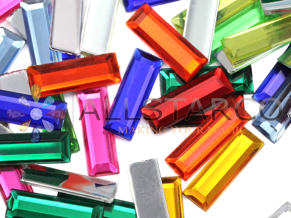Allstarco 22x7mm Clear AC Baguette Flat Back Rectangle Acrylic Rhinestones - 40 PCS Plastic Gems for DIY Crafts, Costume Embellishments, Card Making, Jewelry Design & Cosplay Accessories - Perfect for Scrapbooking, Wedding Decor and Fashion DIY Projects